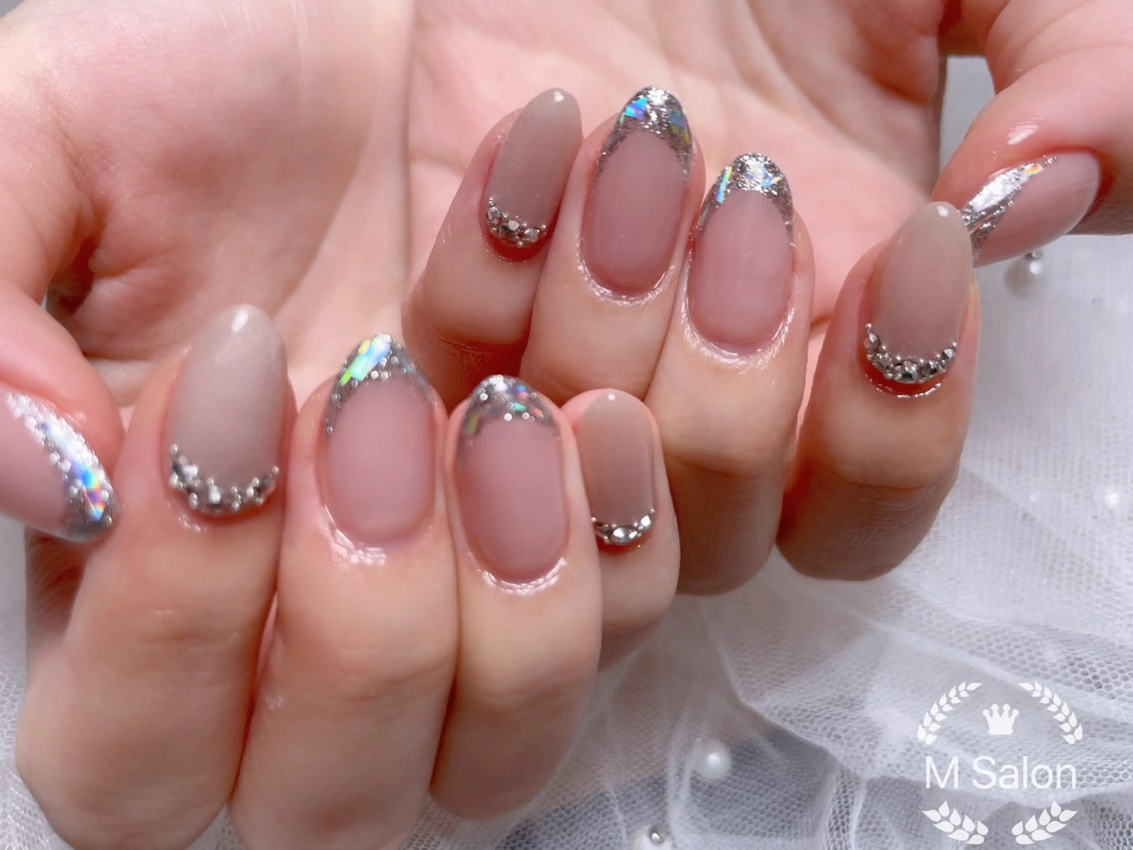 ネイル ブルー フレンチネイル マグネットネイル ニュアンスネイル オフィスネイル ハンドネイル Mnail _KKのネイルデザイン