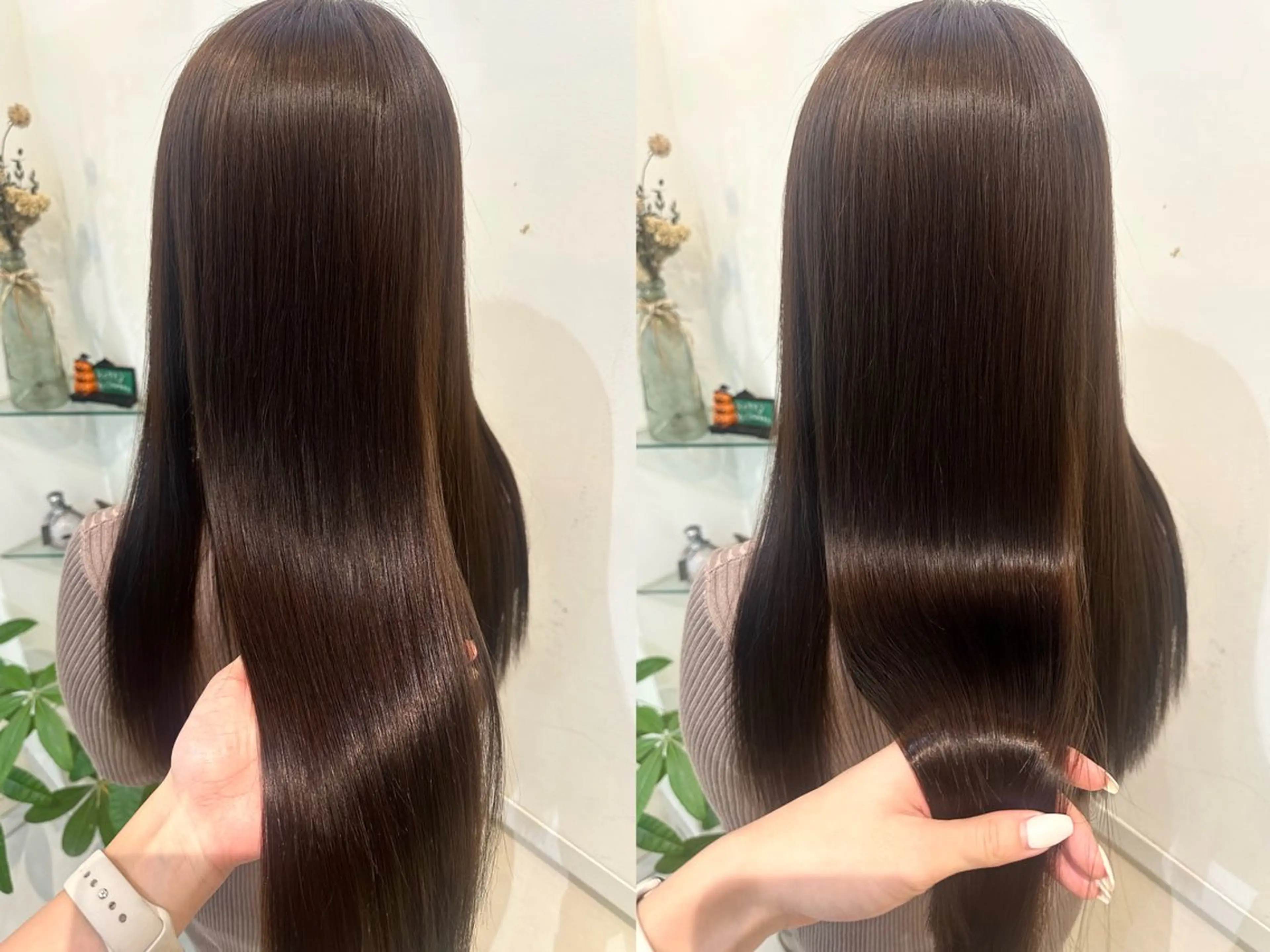 ロング カラー ケアカラー 髪質改善 トリートメント 透けるbrown カラー🎗♡yukaのヘアスタイル