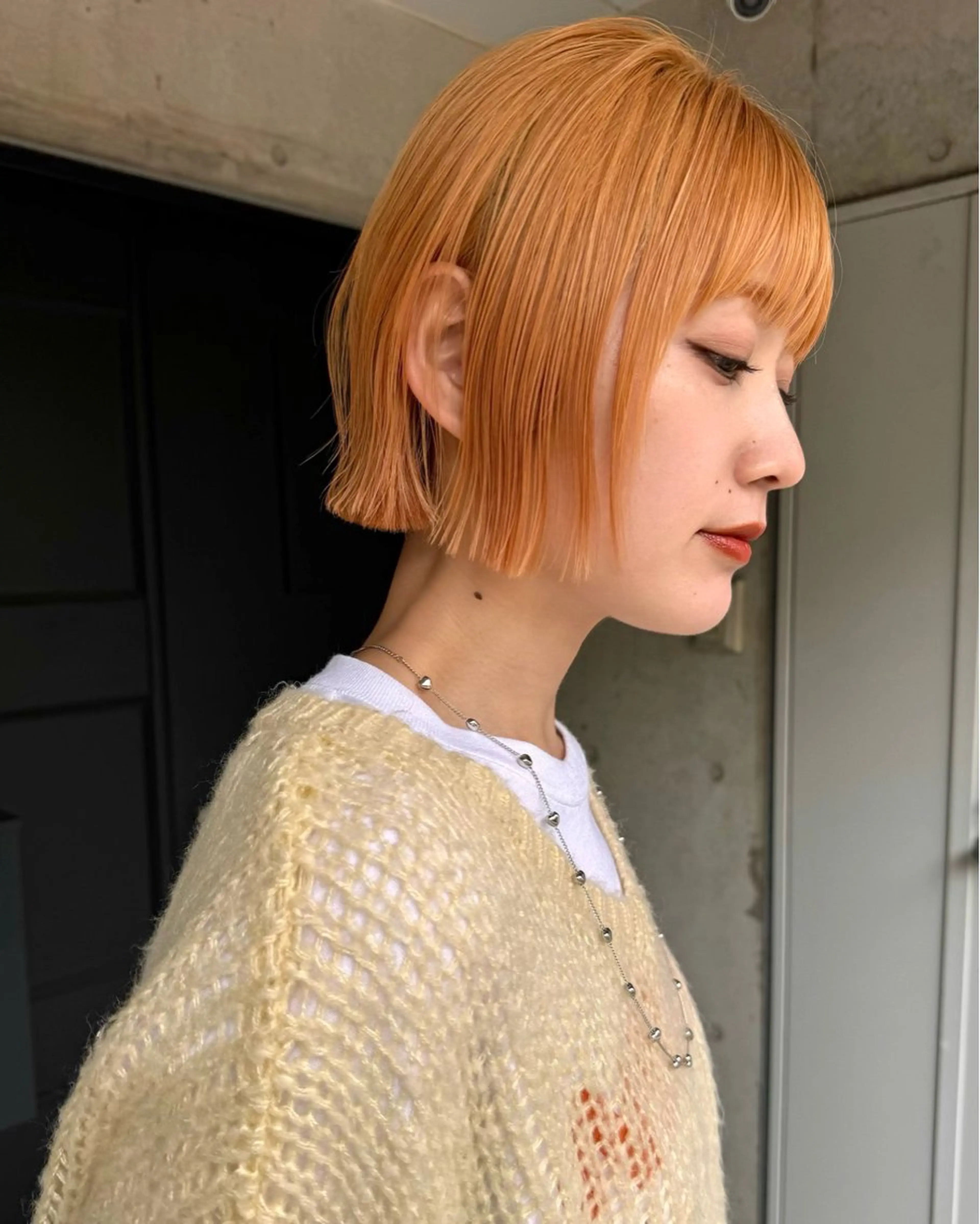 ショート カラー ベージュカラー ブリーチ オレンジ オレンジベージュ 松本優香/ボブ/ダ ブルカラー/髪質改善のヘアスタイル