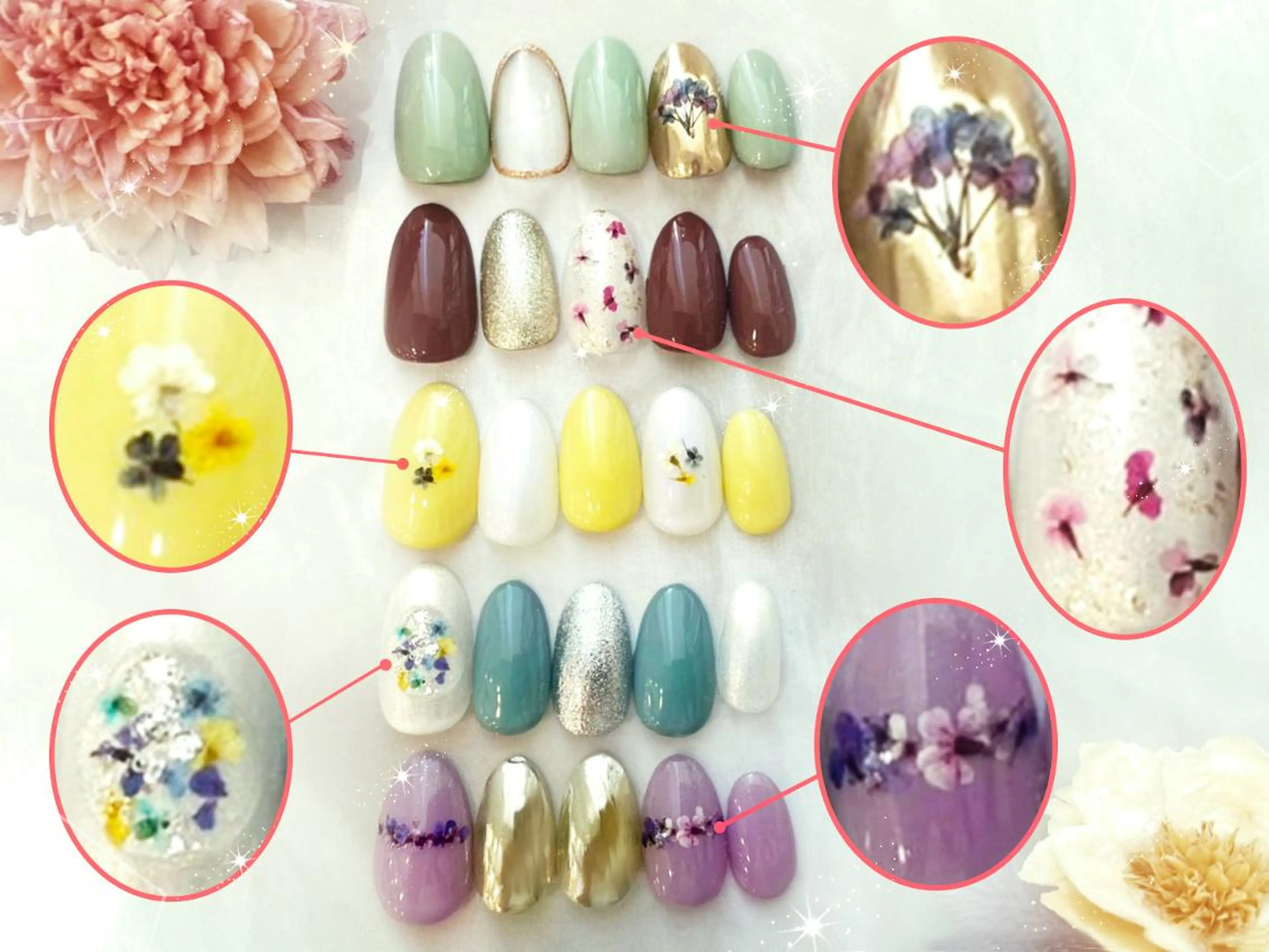 【新規★ドライフラワー5種類Artから選択】押し花ネイル￥9350→￥6530オフ込の写真