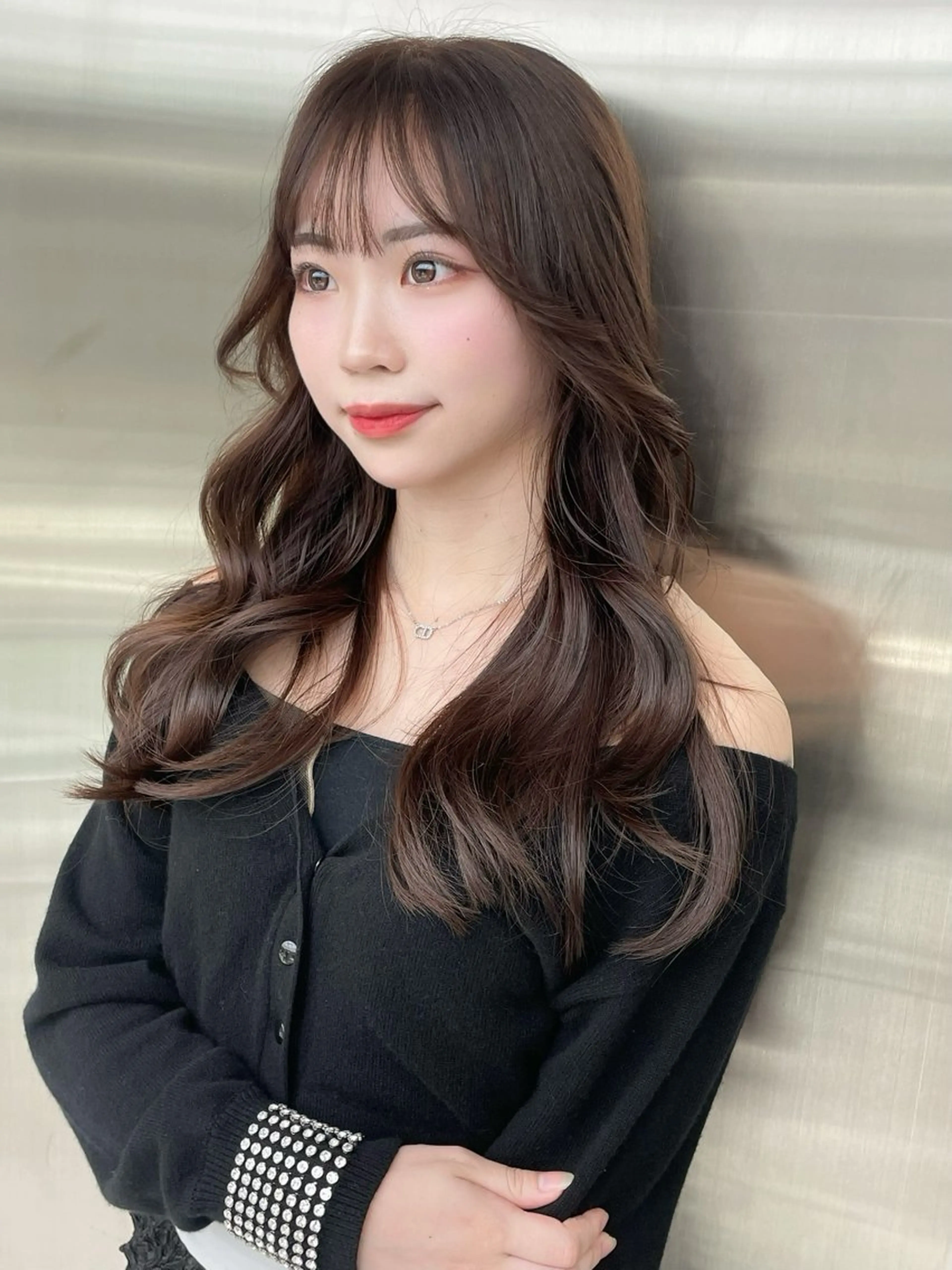 ロング 顔まわりレイヤー 顔周りカット レイヤーカット REDEAL SHIBUYA所属・maya/レイヤー カット/ミインパーマのヘアスタイル