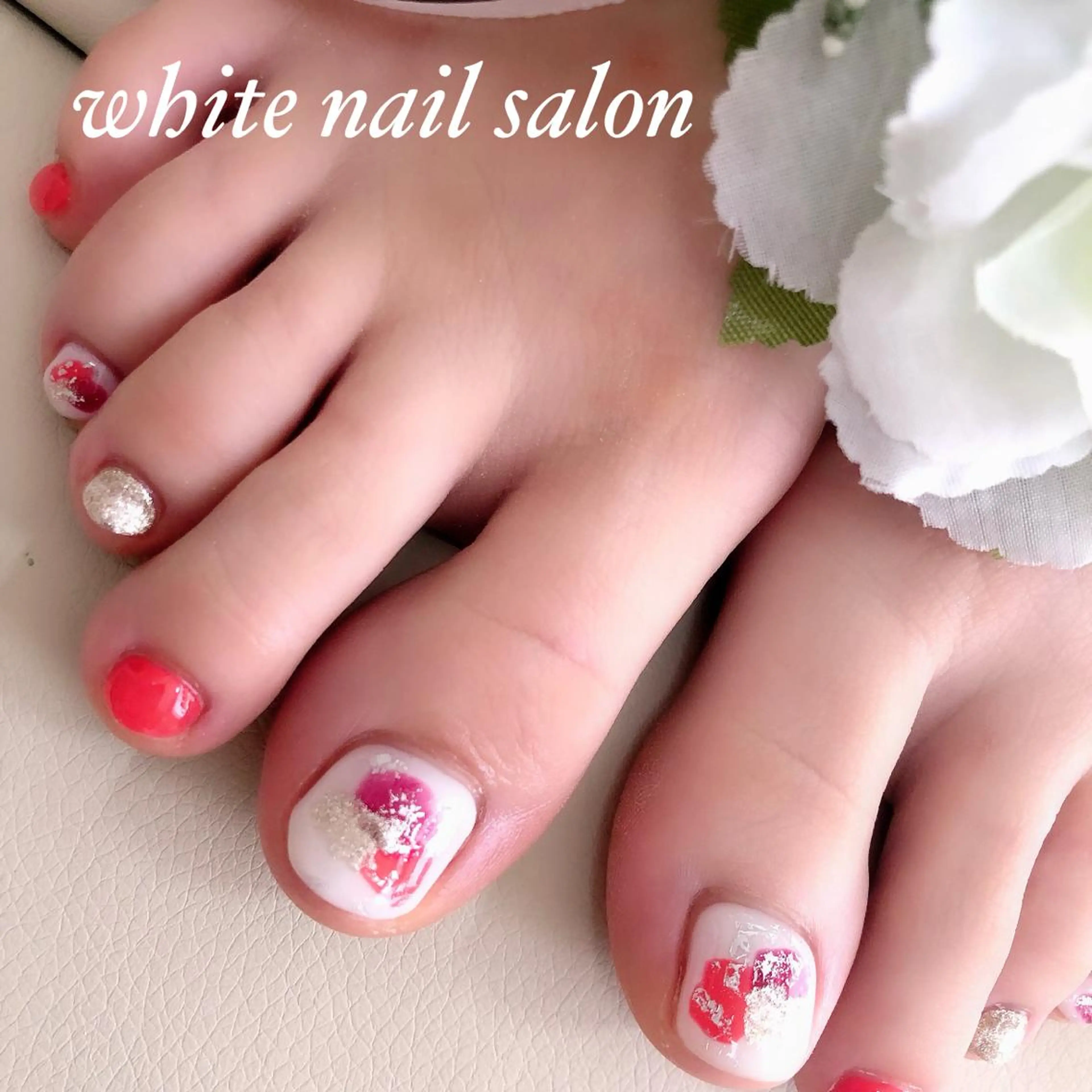 ネイル アートネイル フレンチネイル ジェルネイル ハードジェル 持ち込み フットネイル white nail salonのネイルデザイン