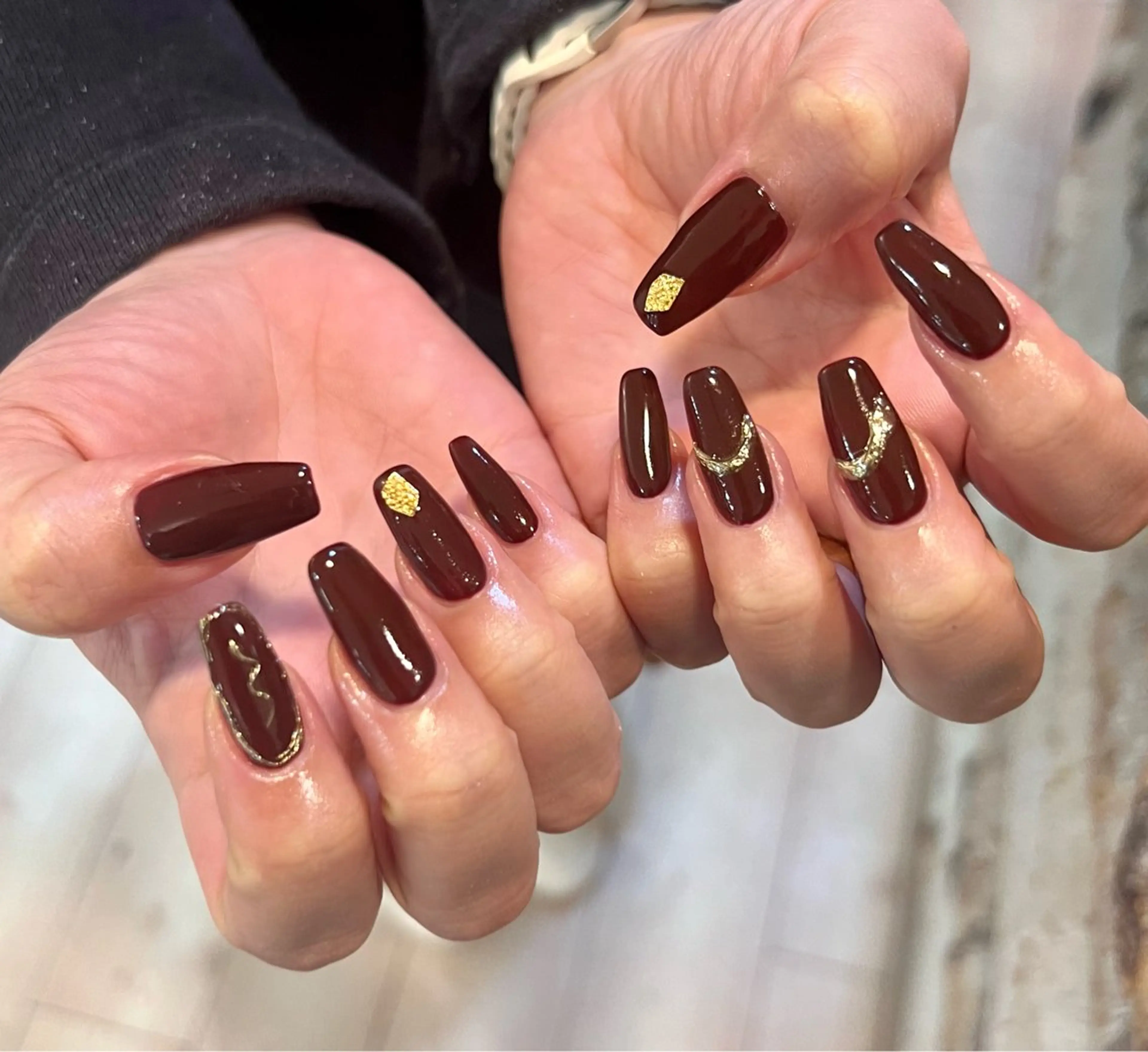 ネイル ボルドー 持ち込み シンプルネイル いちじゅう あおいのネイルデザイン