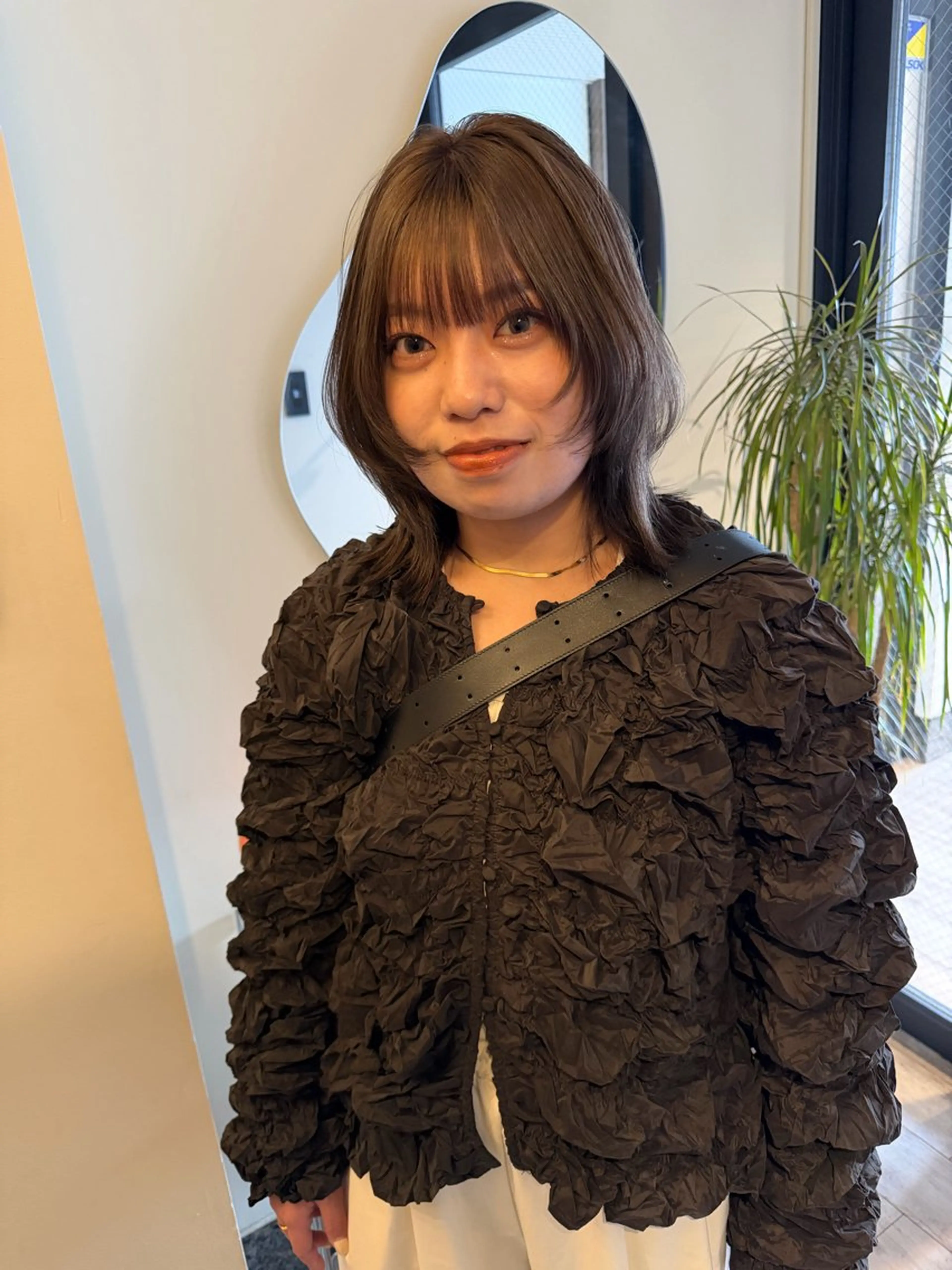 ミディアム カラー レイヤーカット カット ヘアカラー トリートメント 渋谷 留菜のヘアスタイル