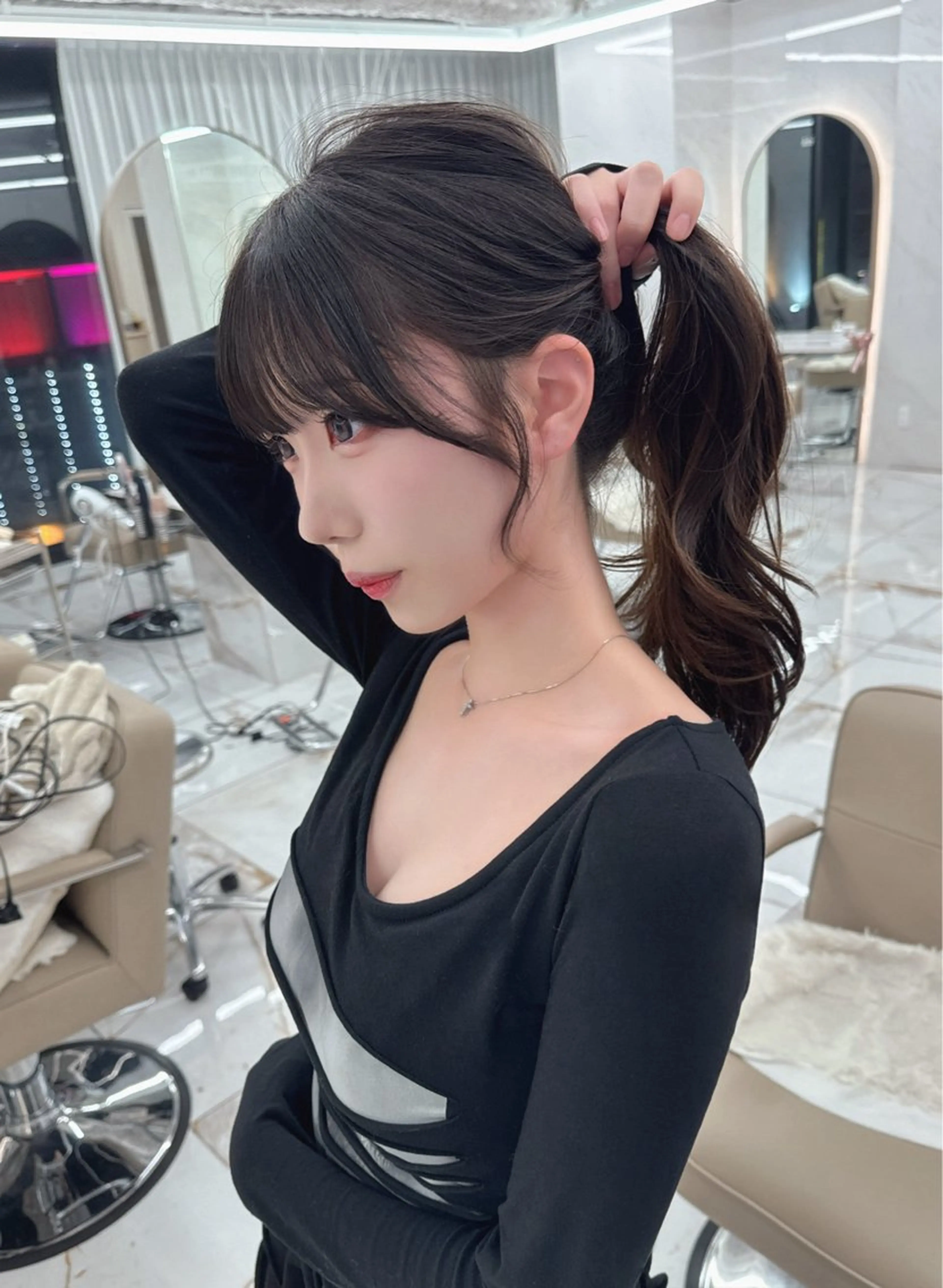 ロング のり🐼顔まわり/ 韓国/レイヤーカットのヘアスタイル