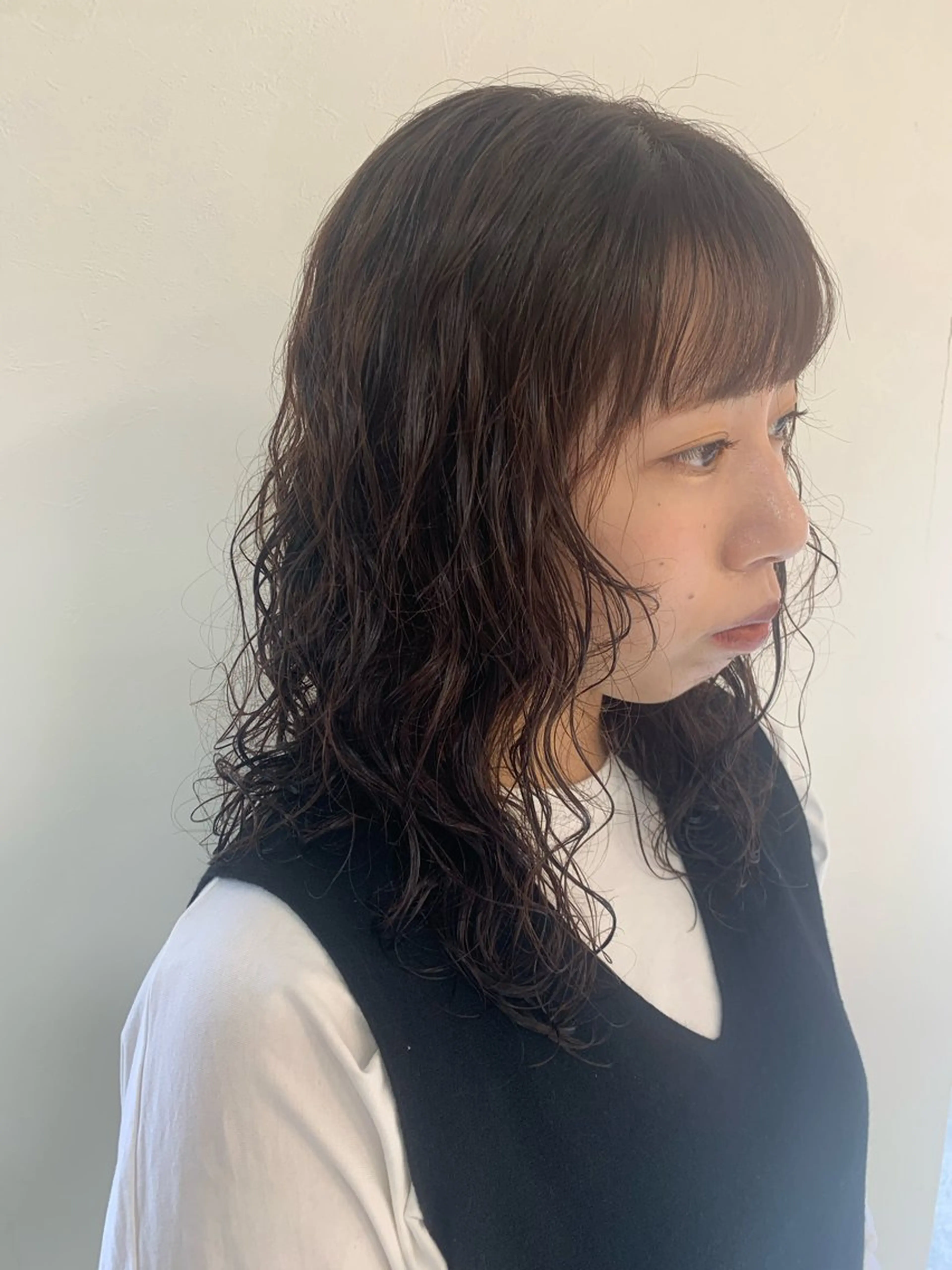 ミディアム カラー パーマ 福島 純子のヘアスタイル