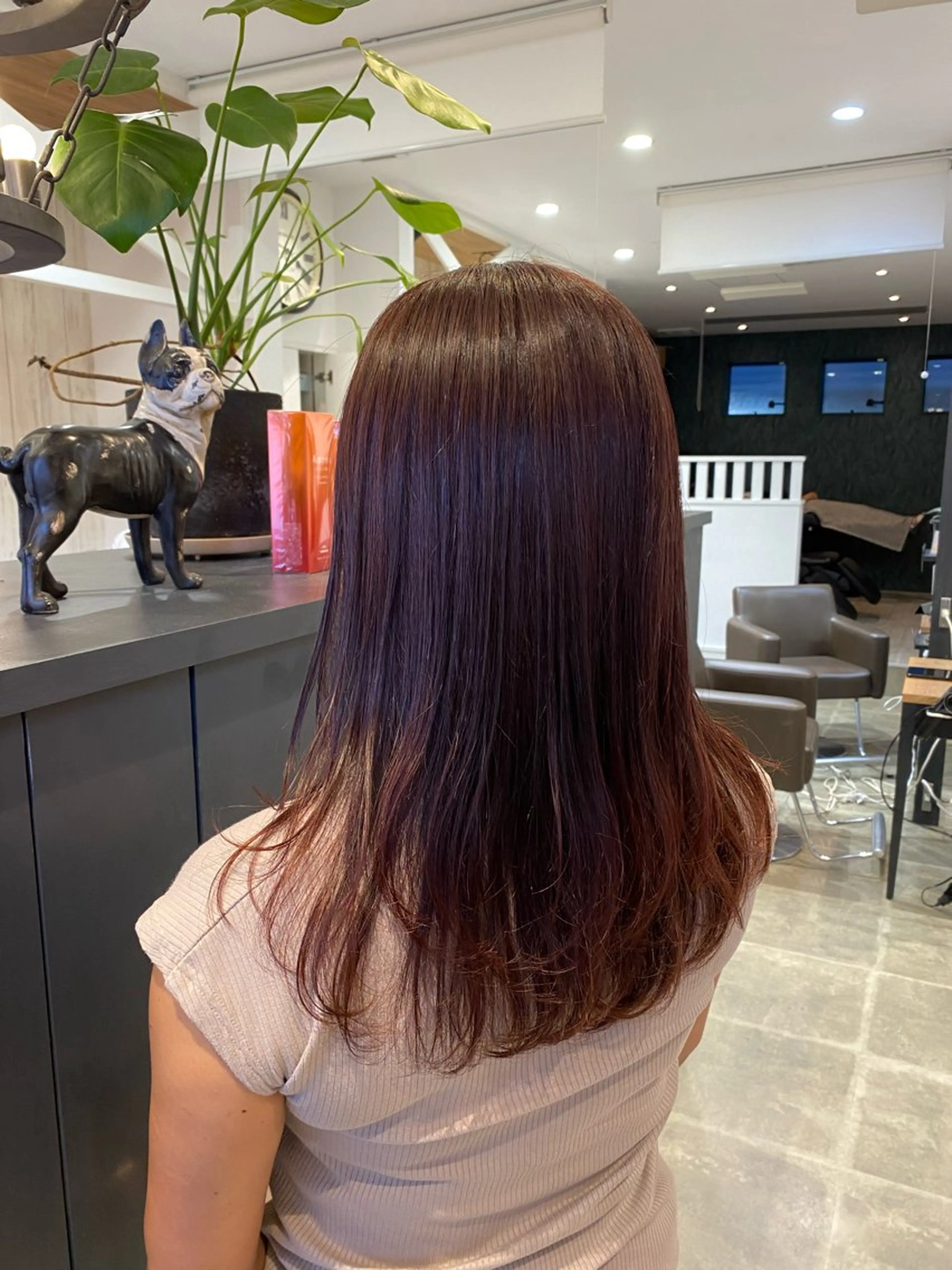 ロング カラー ブラウンカラー ピンクカラー ピンクブラウン レイヤーカット 柴田 枝利子のヘアスタイル