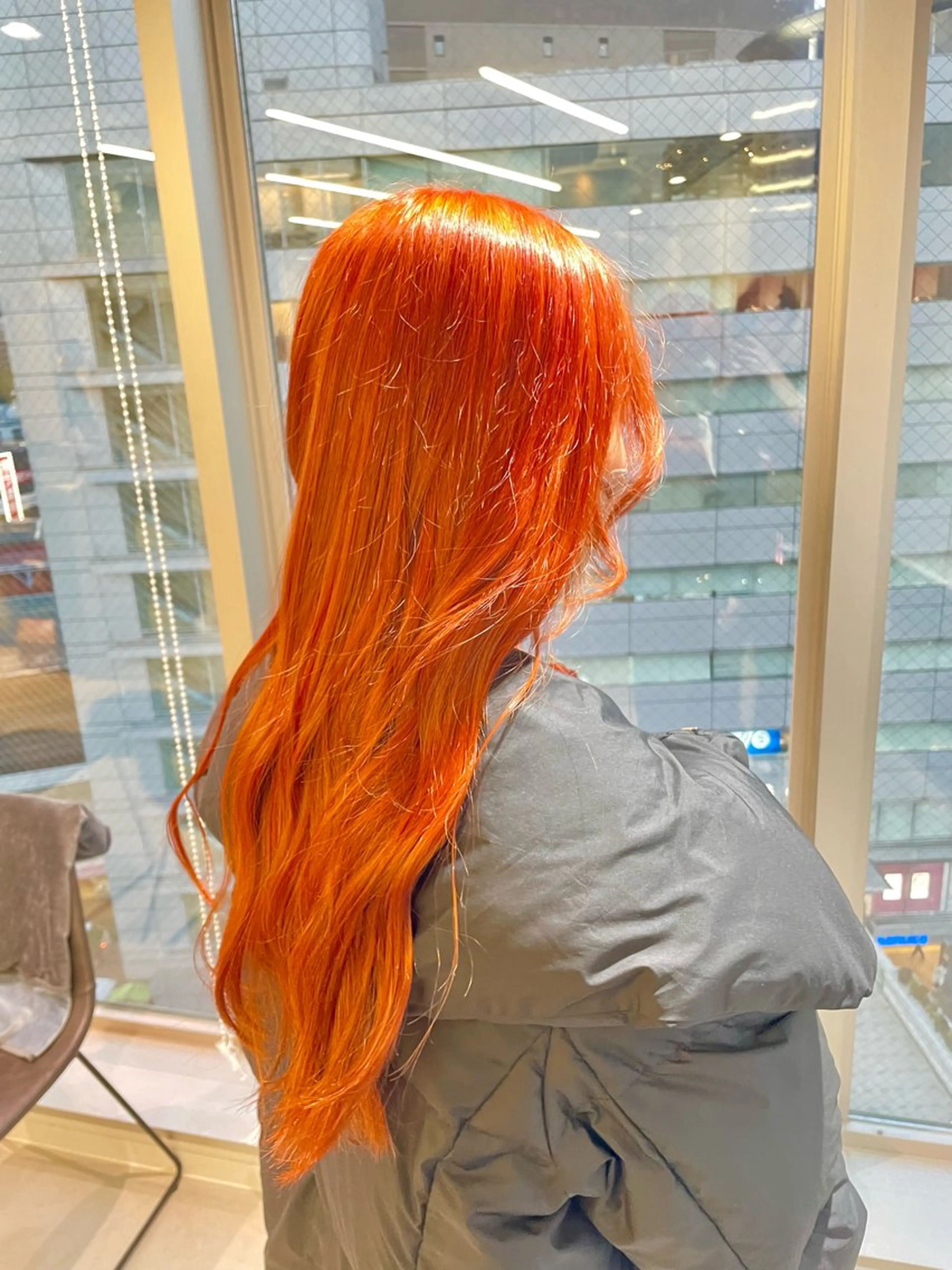 ロング カラー オレンジ ヘアカラー トリートメント パーマ&ブリーチ /飯牟田/GEAR.のヘアスタイル