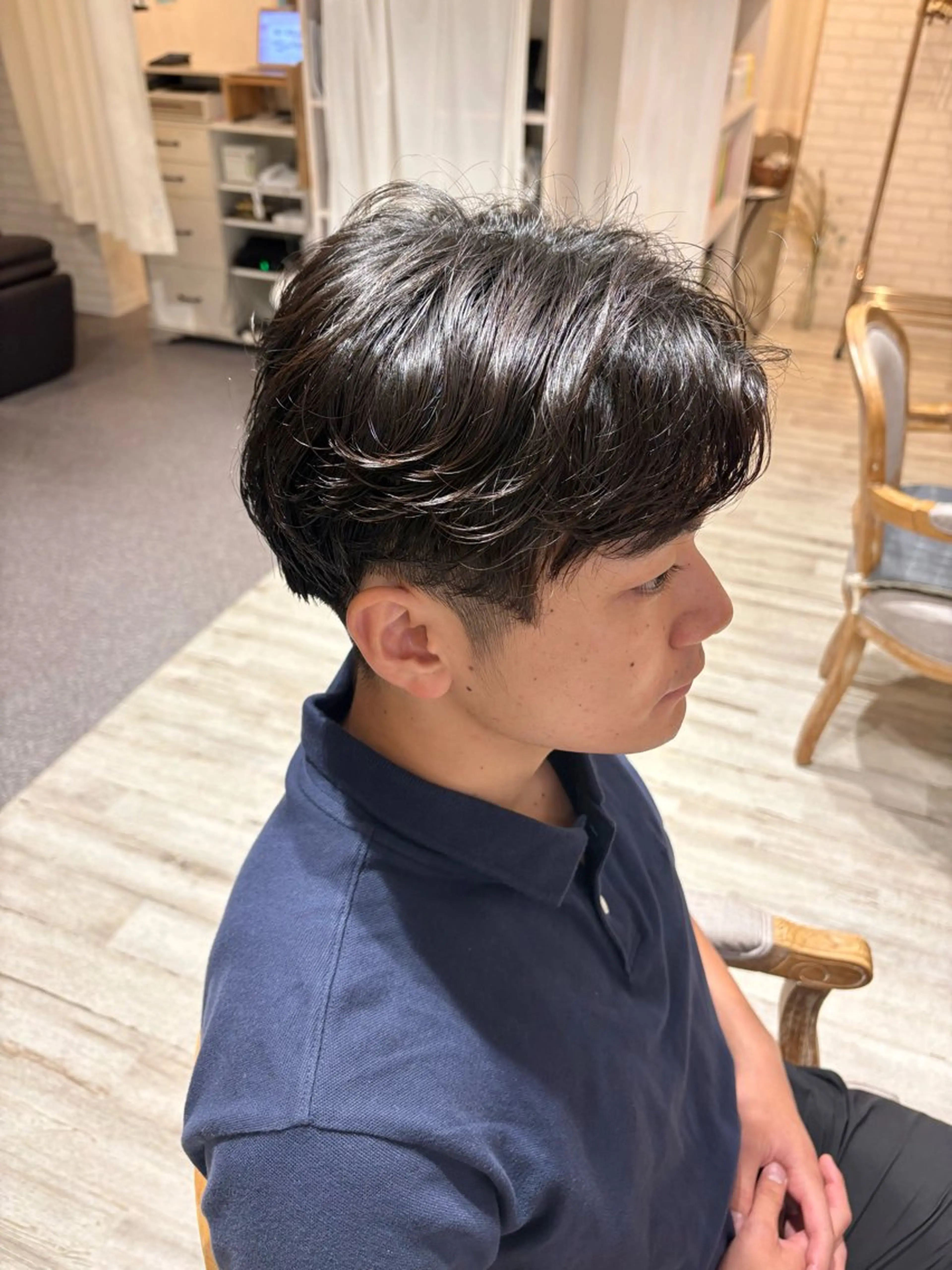 ショート パーマ メンズ メンズパーマ カット パーマ 透明感/韓国風 HIRARIのヘアスタイル