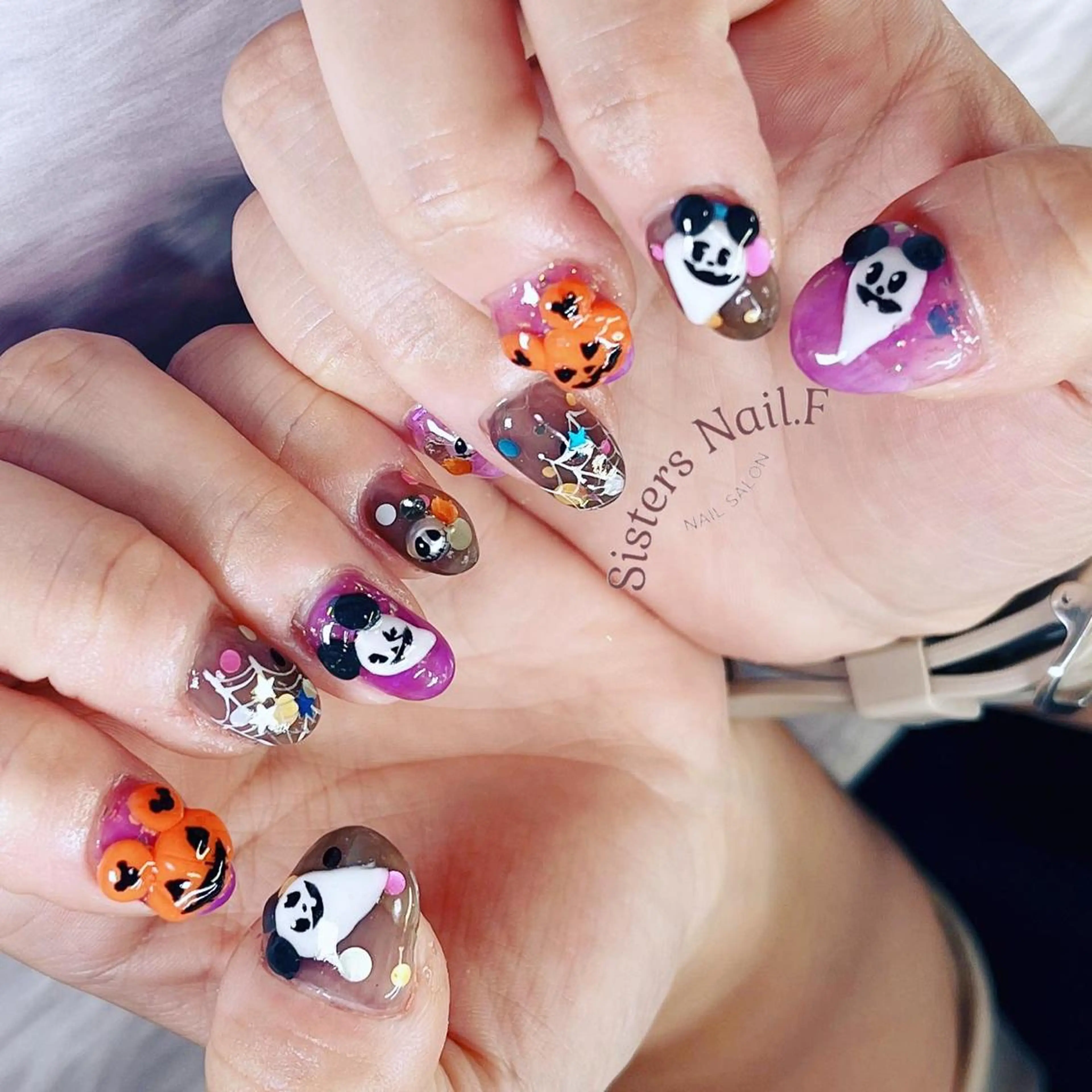 ネイル アートネイル ハロウィン ショートネイル sisters nail.fのネイルデザイン