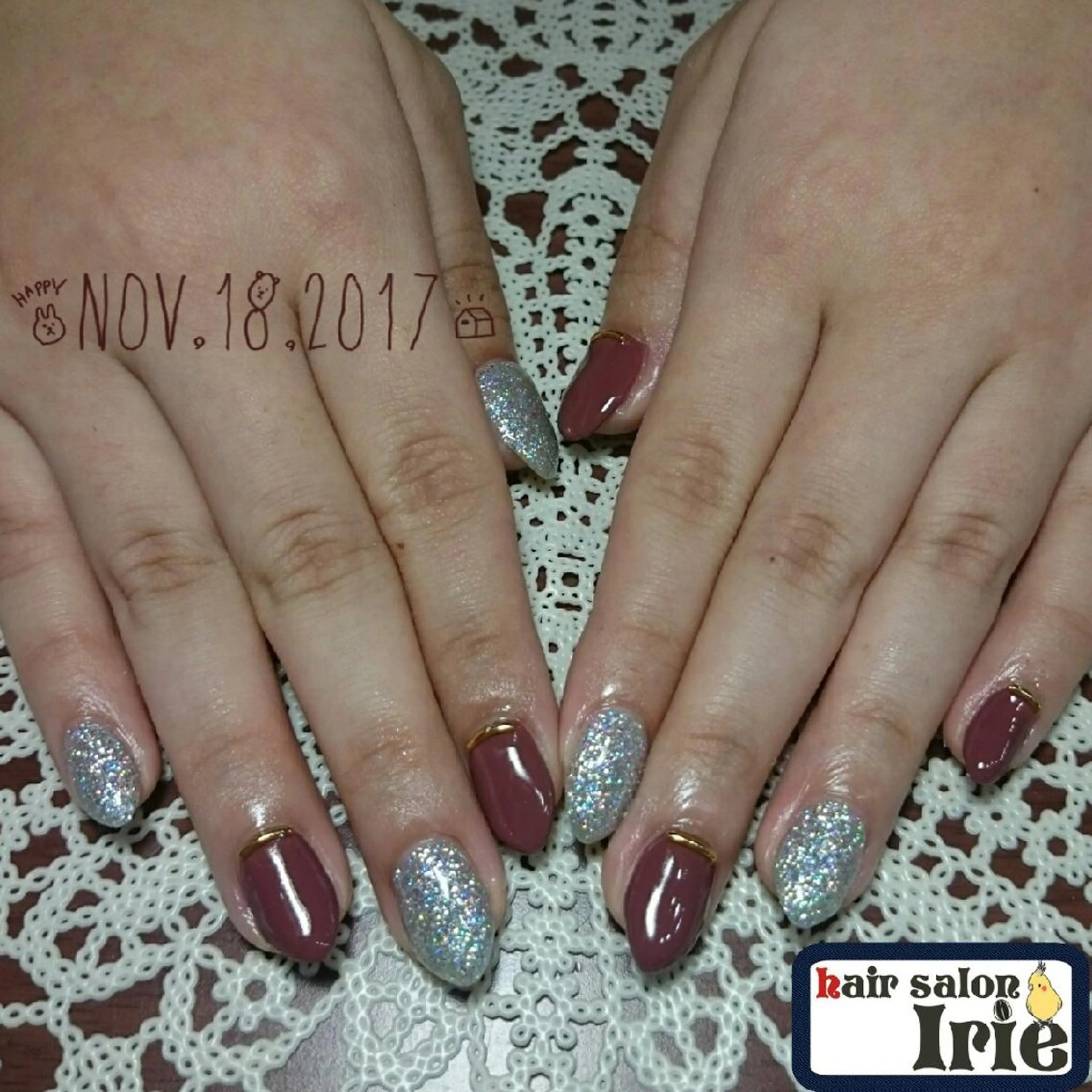 カラー パーマ ヘアアレンジ メンズ キッズ ネイル オーロラネイル ラメ(グリッター) シンプルネイル ハンドネイル ハンドケア Hair salon Irie所属・與儀 知佳のネイルデザイン