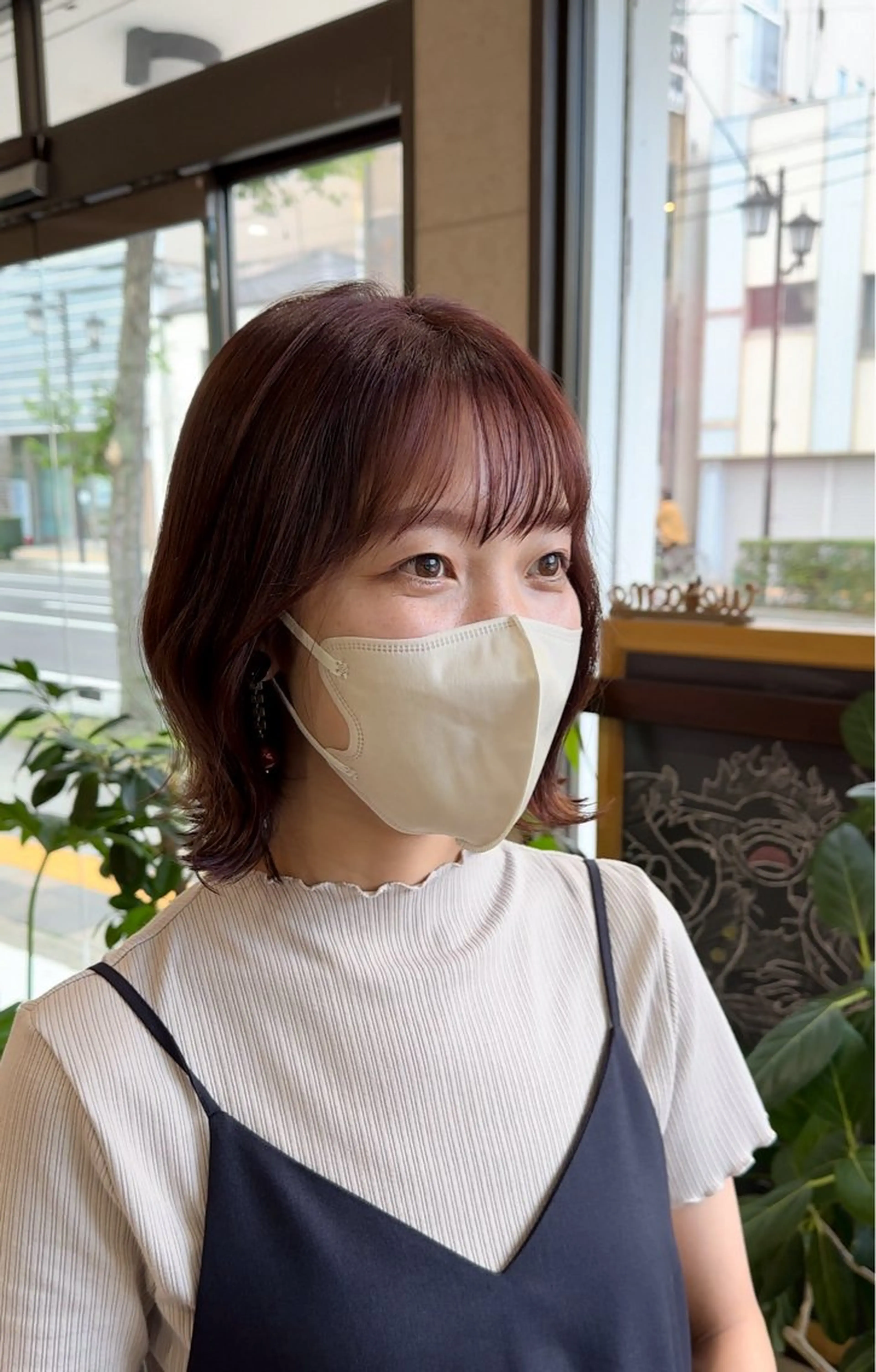 ミディアム カラー ブラウンカラー ピンクカラー ピンクブラウン ボブ くびれヘア ANNDER所属・遠藤惟斗/自由が丘/ 透明感カラー/パーマのヘアスタイル