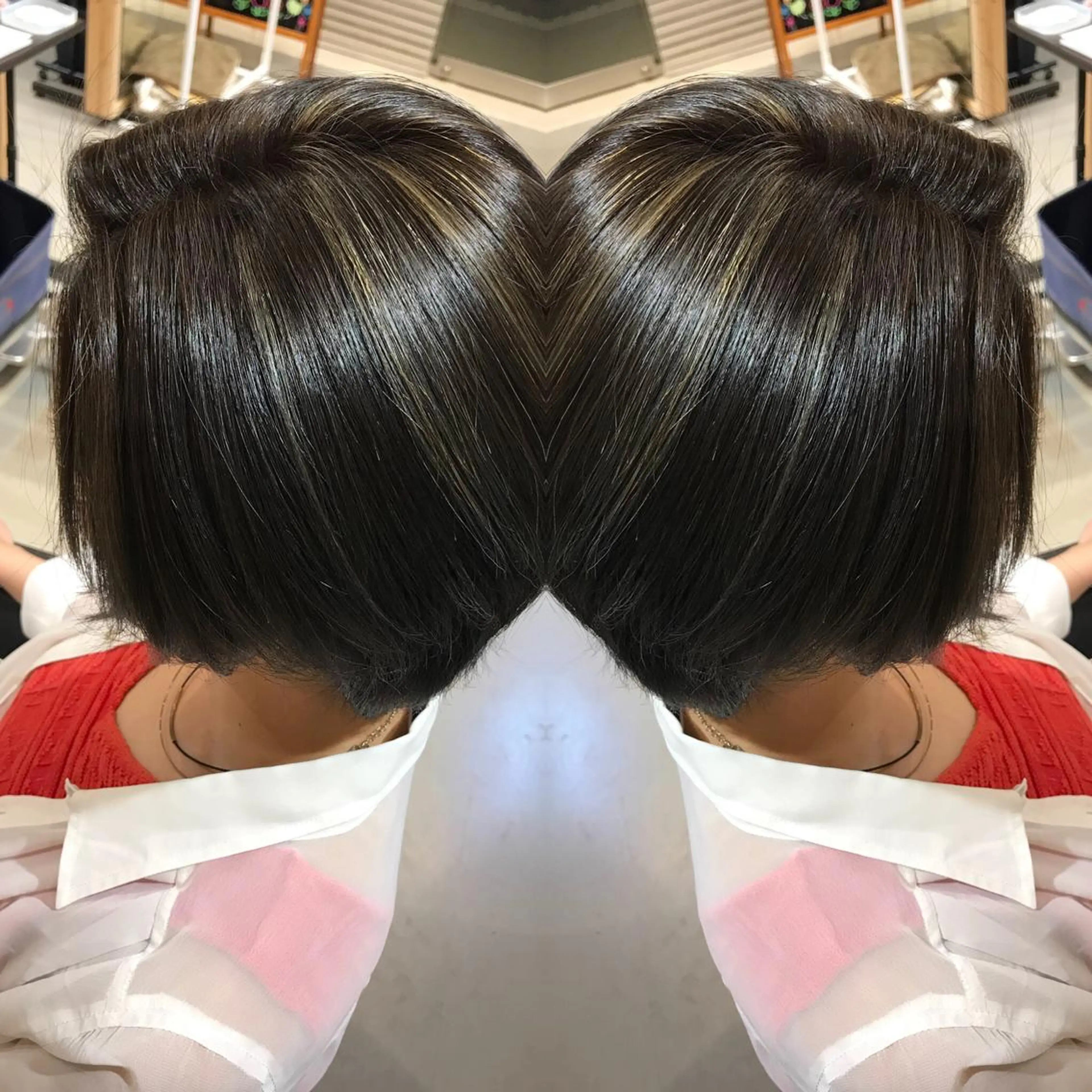 ショート カラー アッシュ ブルーカラー ブルーアッシュ ハイライトカラー オレンジ ヘアカラー 大久保 隆蔵のヘアスタイル