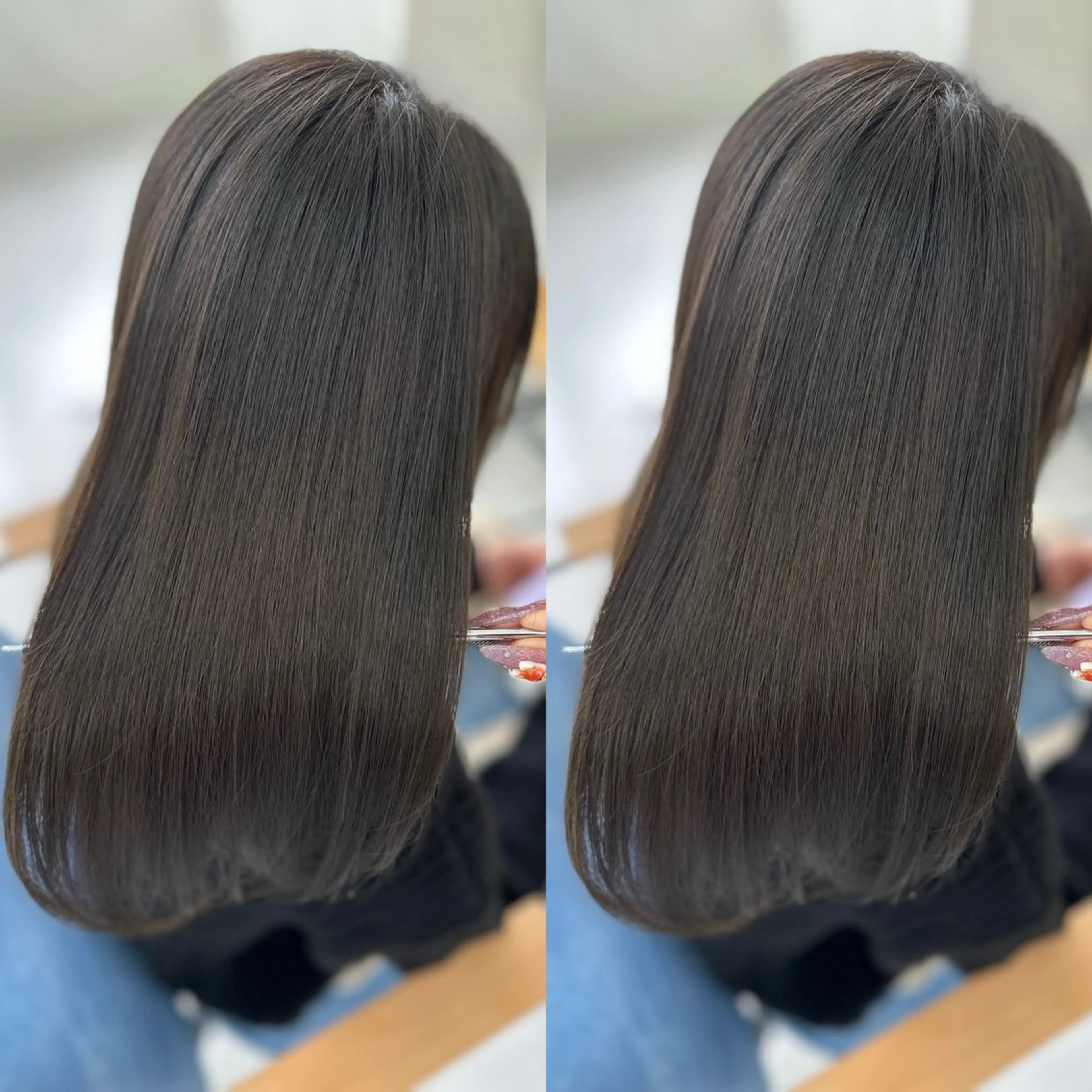 セミロング カラー 髪質改善 縮毛矯正 トリートメント 酸性ストレート 酸熱トリートメント カット ヘアカラー トリートメント 縮毛矯正/髪質改善/ レイヤー代々木/木下のヘアスタイル