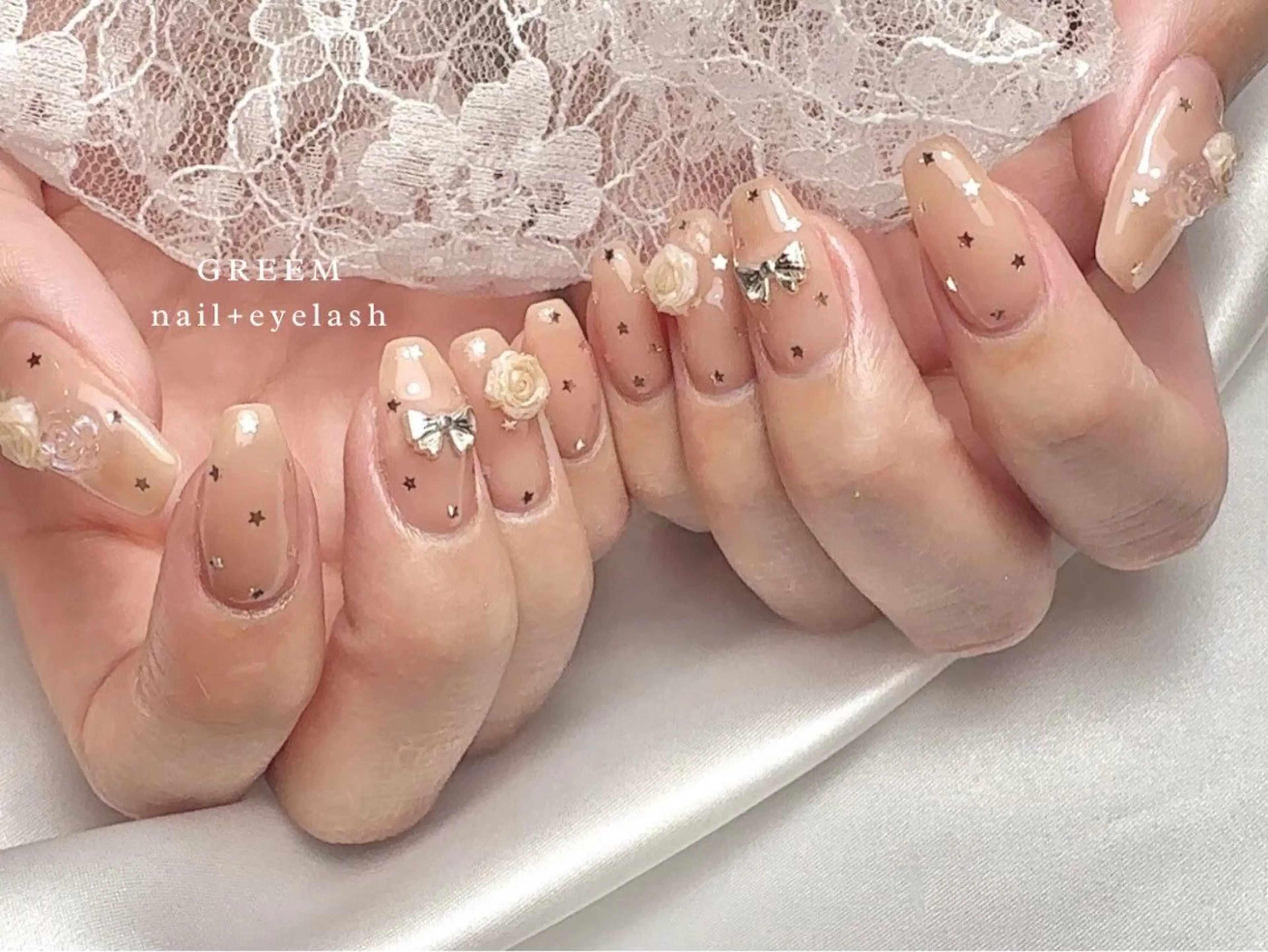 ネイル ドット ハート ハンドネイル GREEM グリームのネイルデザイン