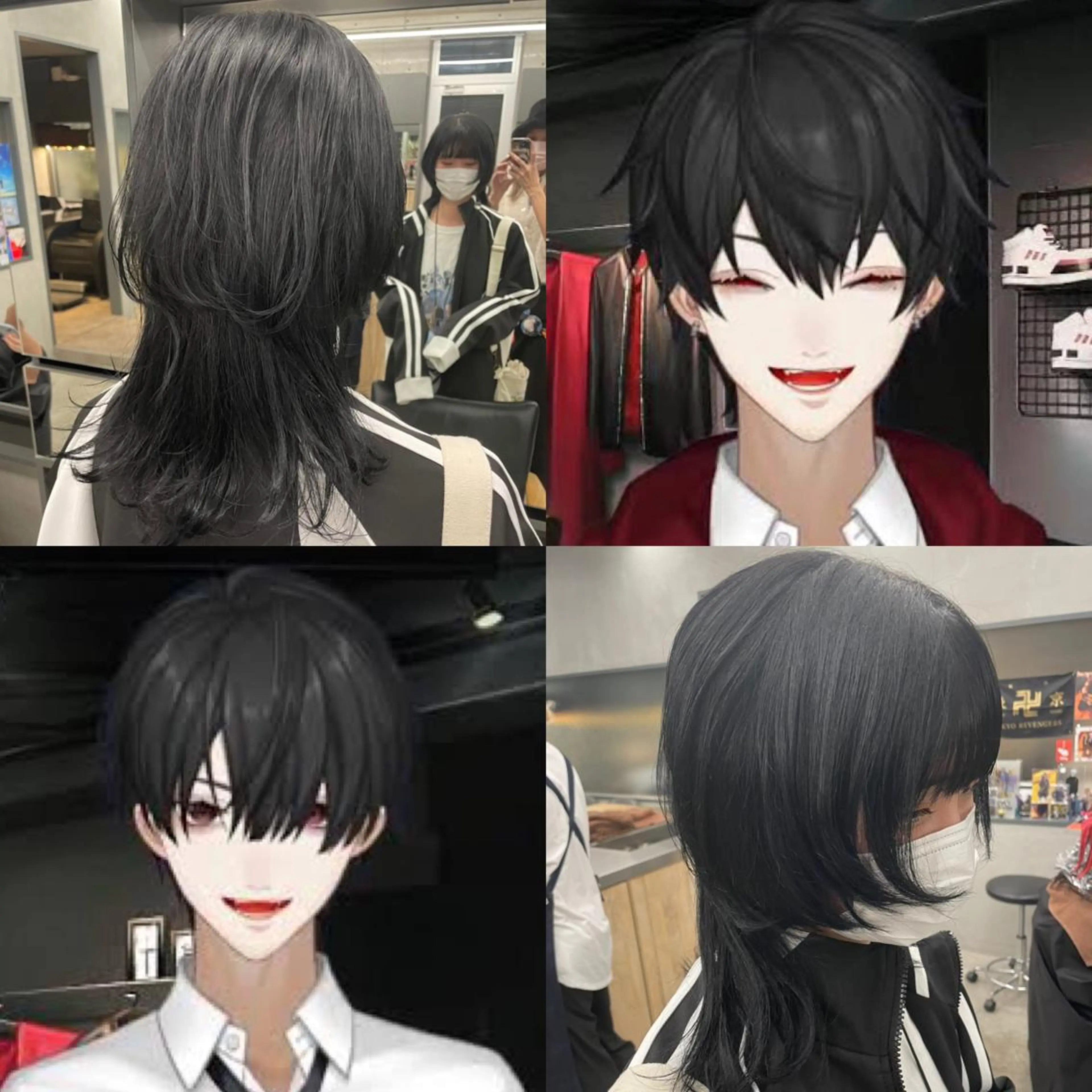 ミディアム カラー 黒髪 カット インナーカラー/推し ウルフ/アニメカラーのヘアスタイル