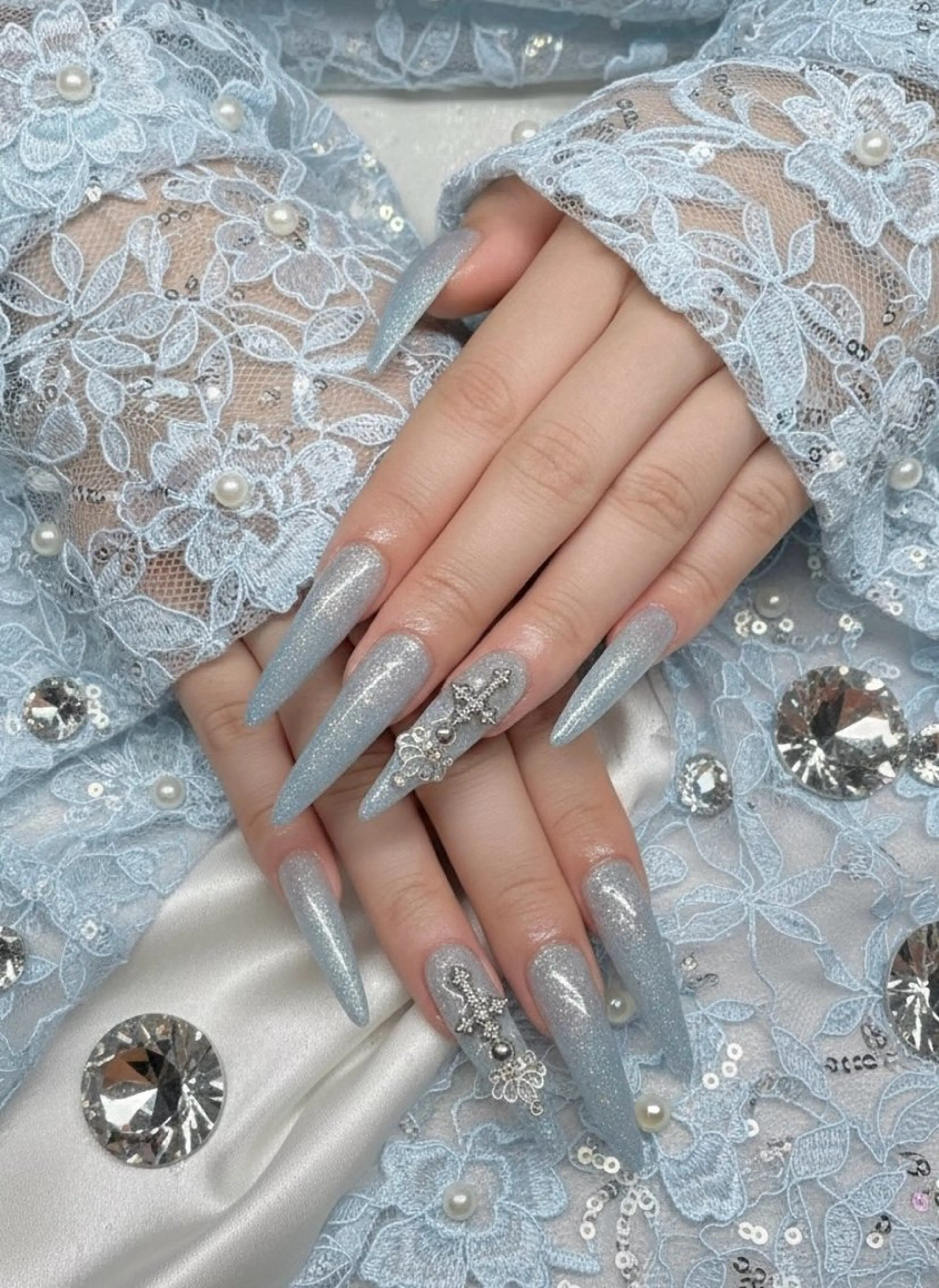 ネイル ブルー ハンドネイル TUNEHA堂 矢場町栄5丁目のネイルデザイン