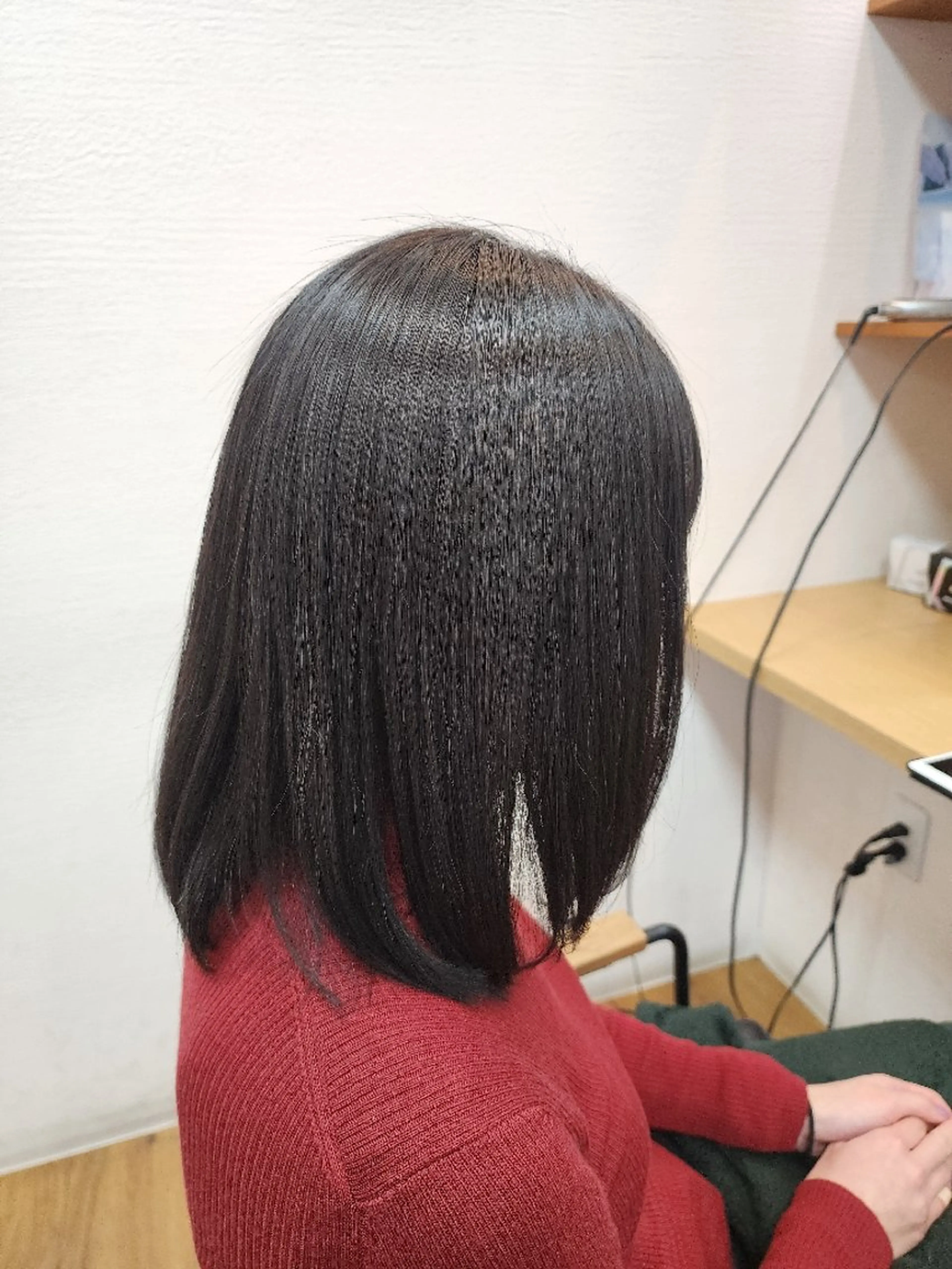 ミディアム パーマ ボブ 縮毛矯正 近森 美帆[モーラ高石店]のヘアスタイル