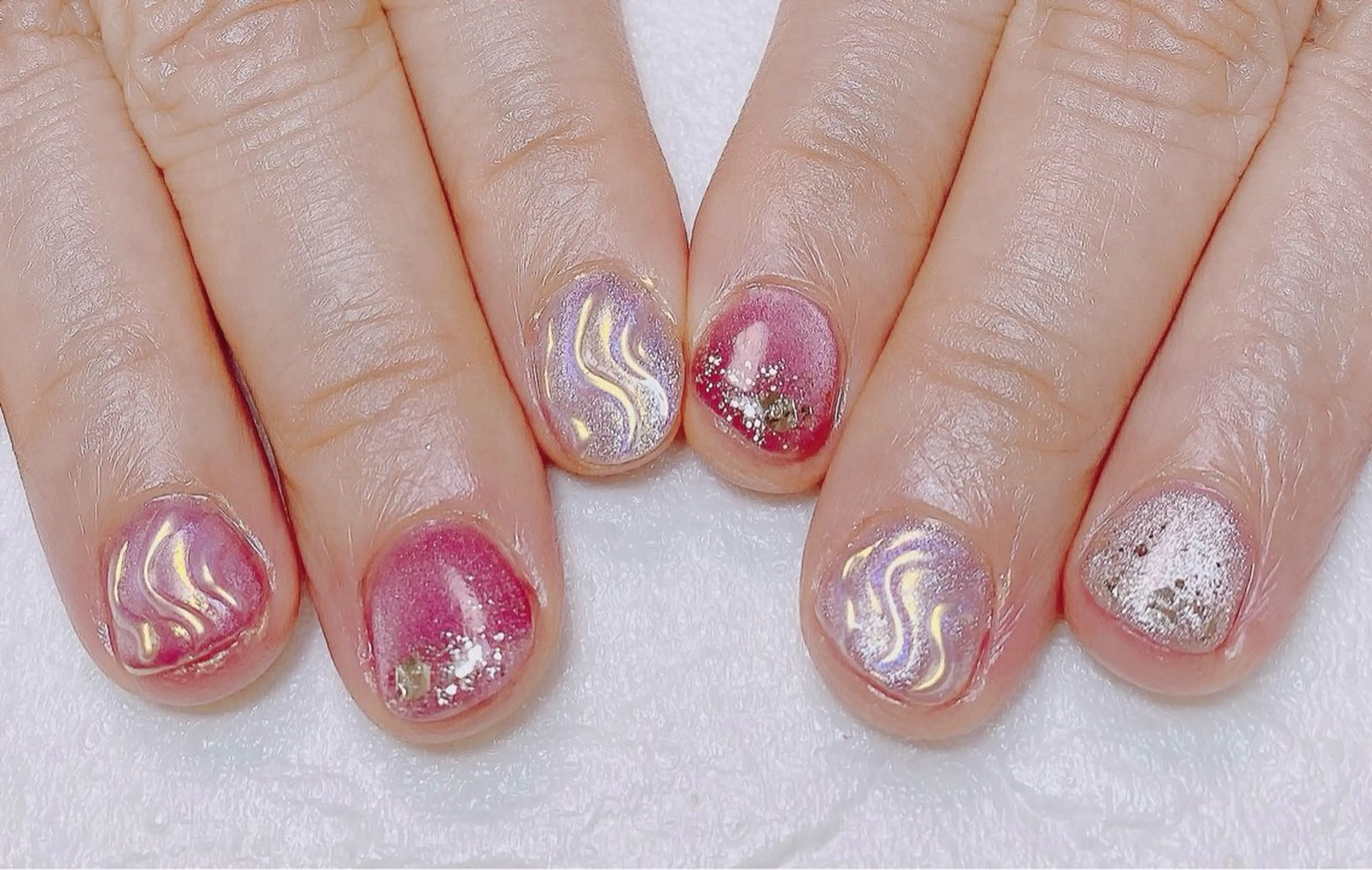 ネイル ラメ(グリッター) マグネットネイル 持ち込み ニュアンスネイル ぷっくりネイル Nail Salon K 🧸美爪育成のネイルデザイン