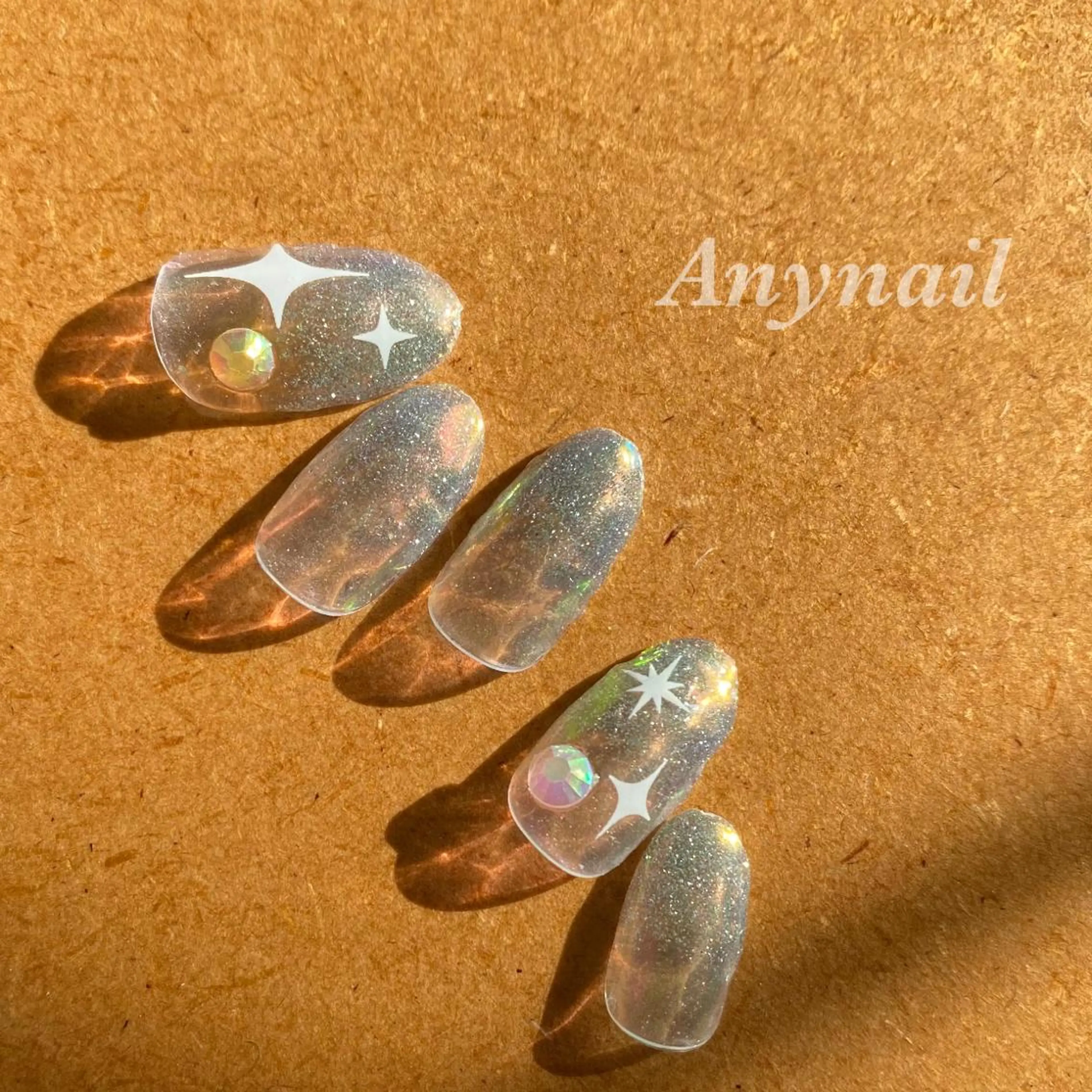 ネイル アートネイル オーロラネイル ブルー フラッシュネイル ジェルネイル ハンドネイル 岩澤 恵子のネイルデザイン