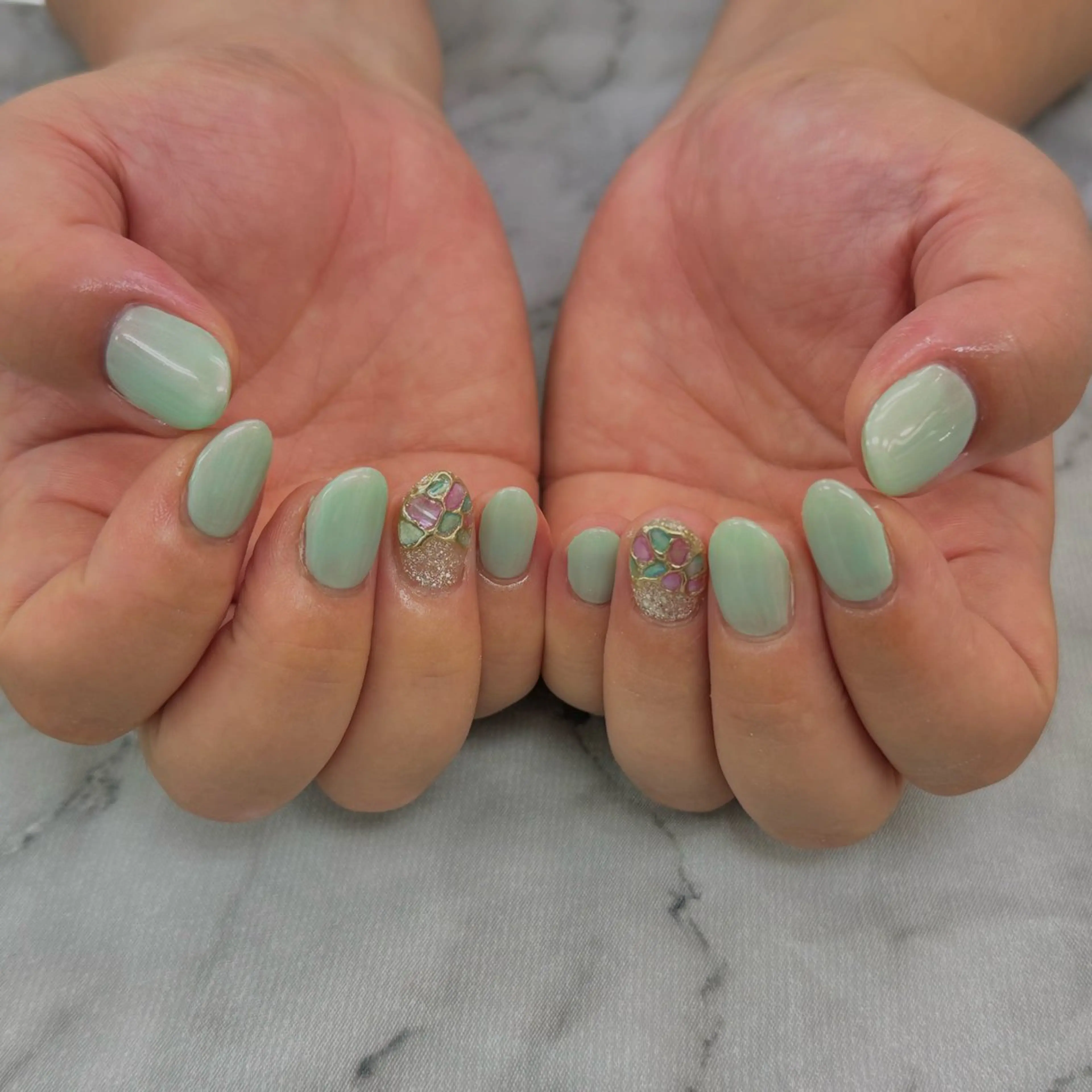 ネイル ミラーネイル ワンカラーネイル ハンドネイル Rich to 勝川店所属・Rich to 宮里のネイルデザイン