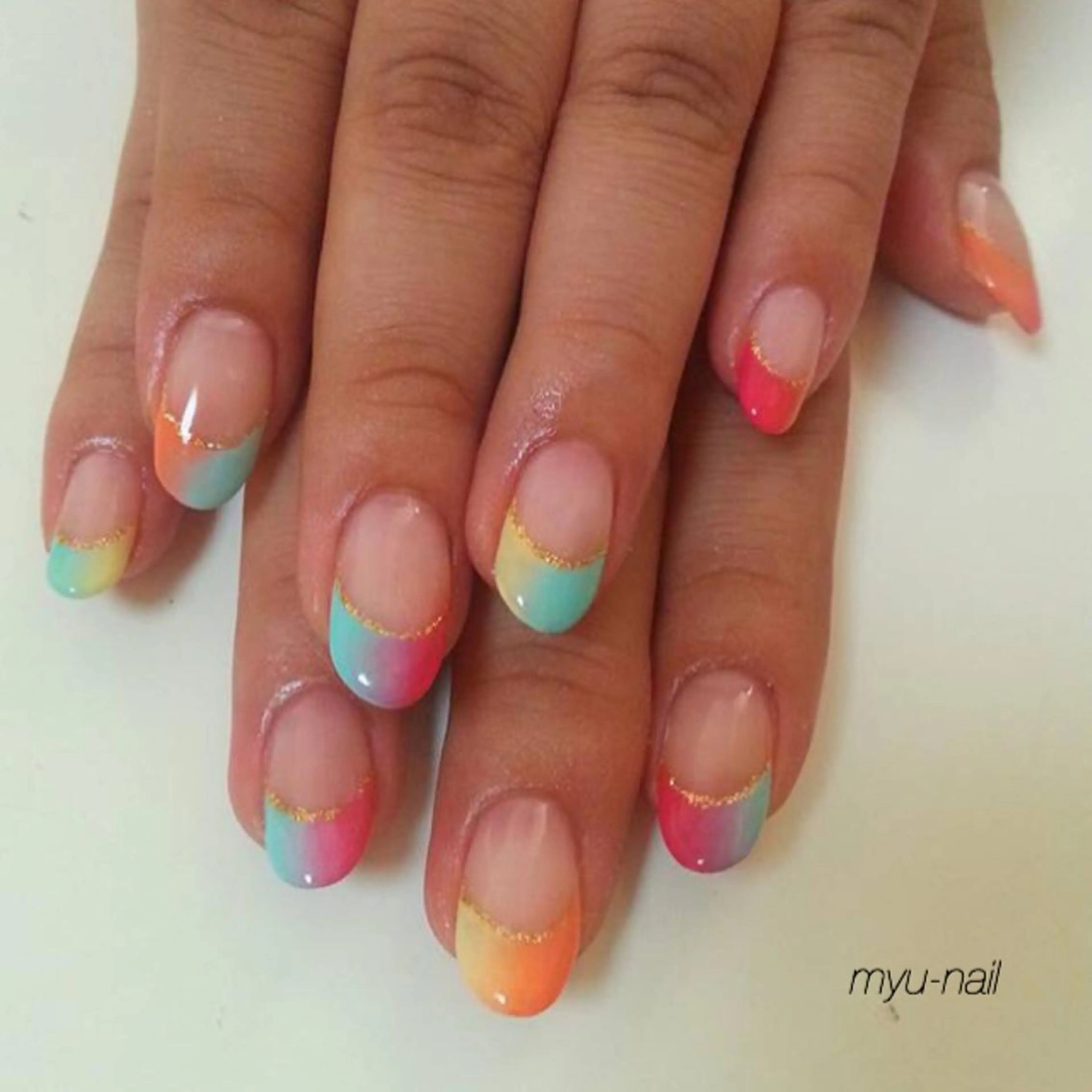 ネイル アートネイル フレンチネイル グラデーション ホームサロン myu-nailのネイルデザイン