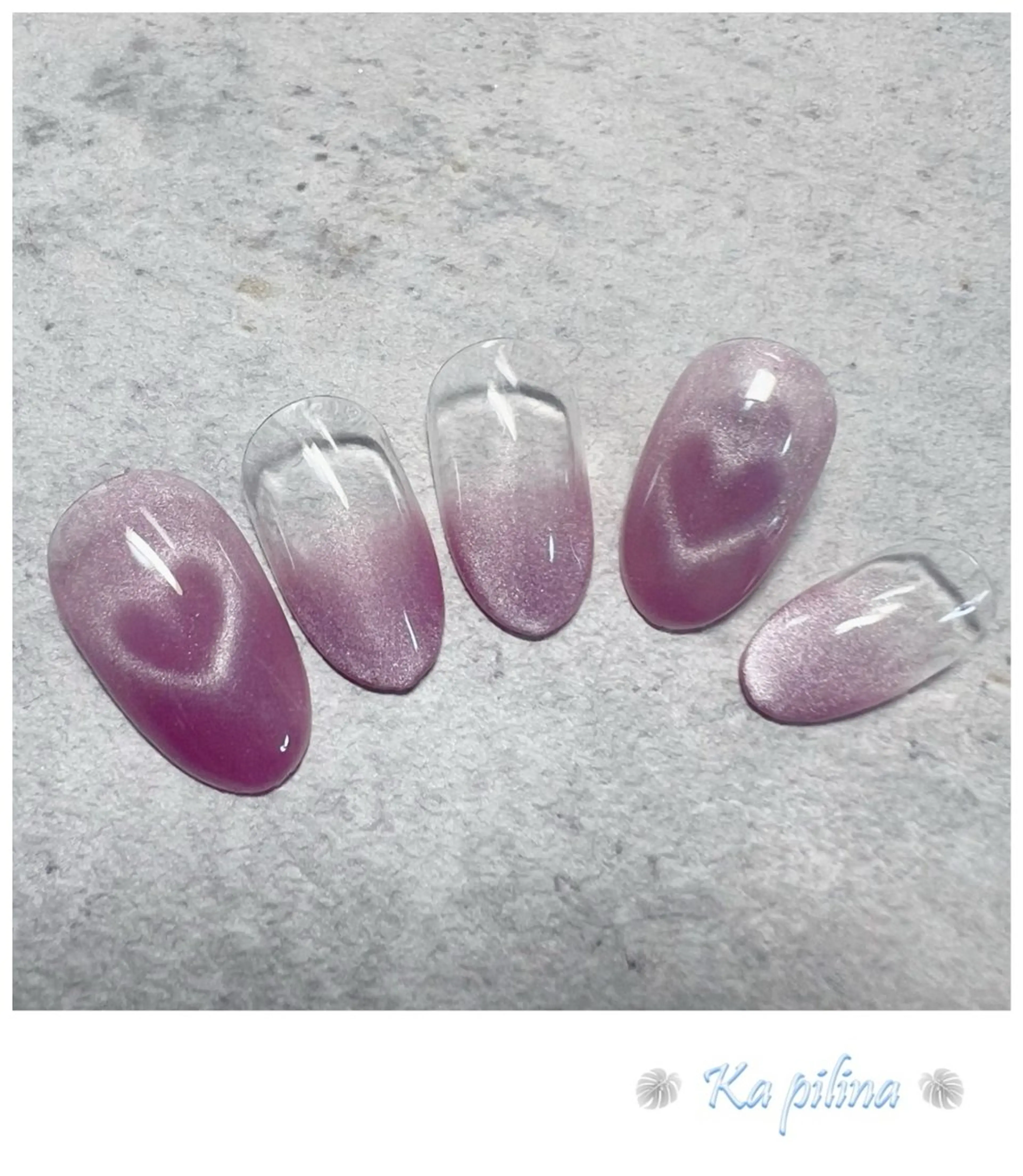 ネイル ハート マグネットネイル Nail salon Ka pilinaのネイルデザイン