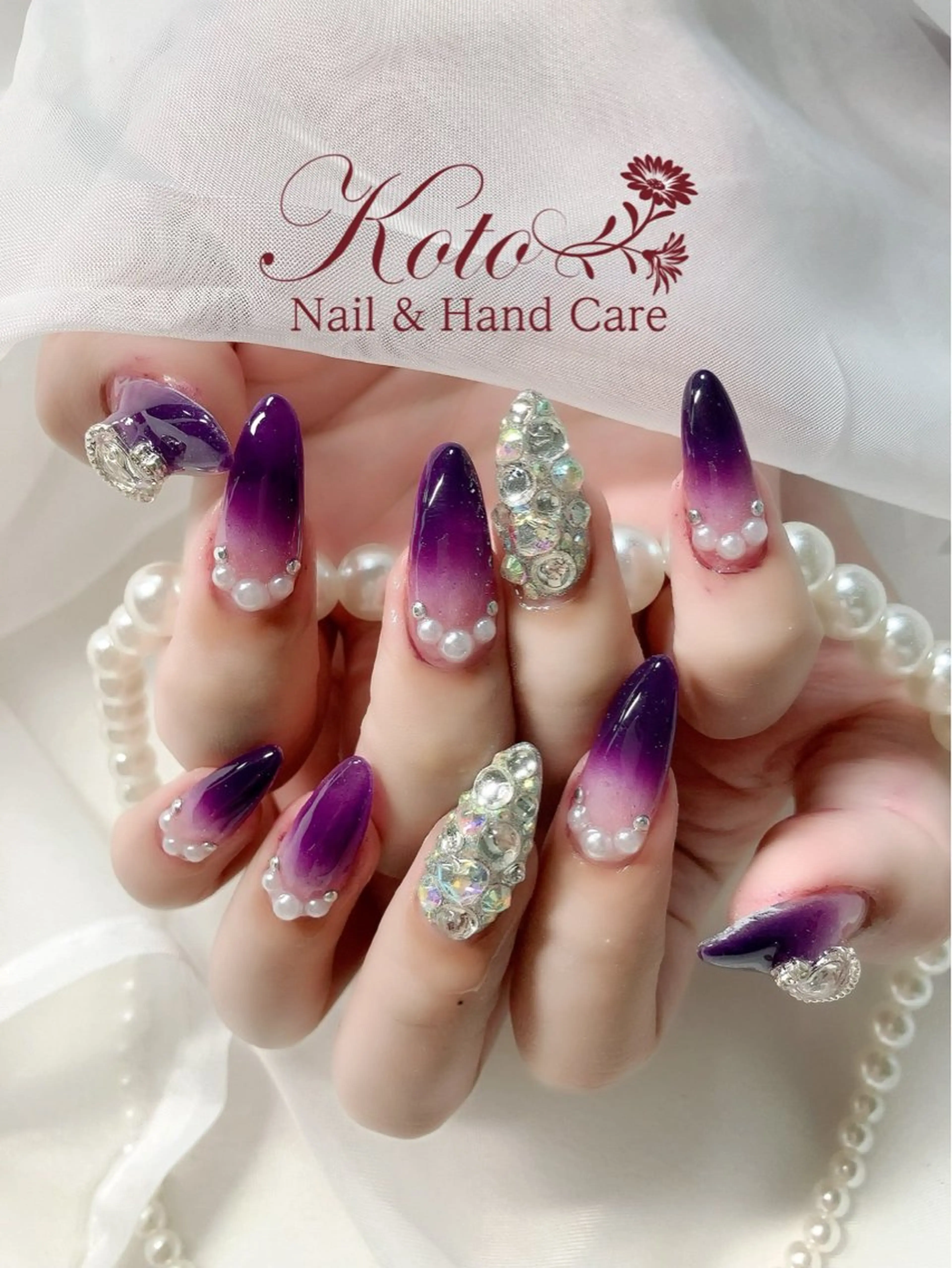ネイル 長さ出し ジェルネイル 持ち込み ニュアンスネイル 赤色 ハンドネイル Nail Salon KOTOのネイルデザイン