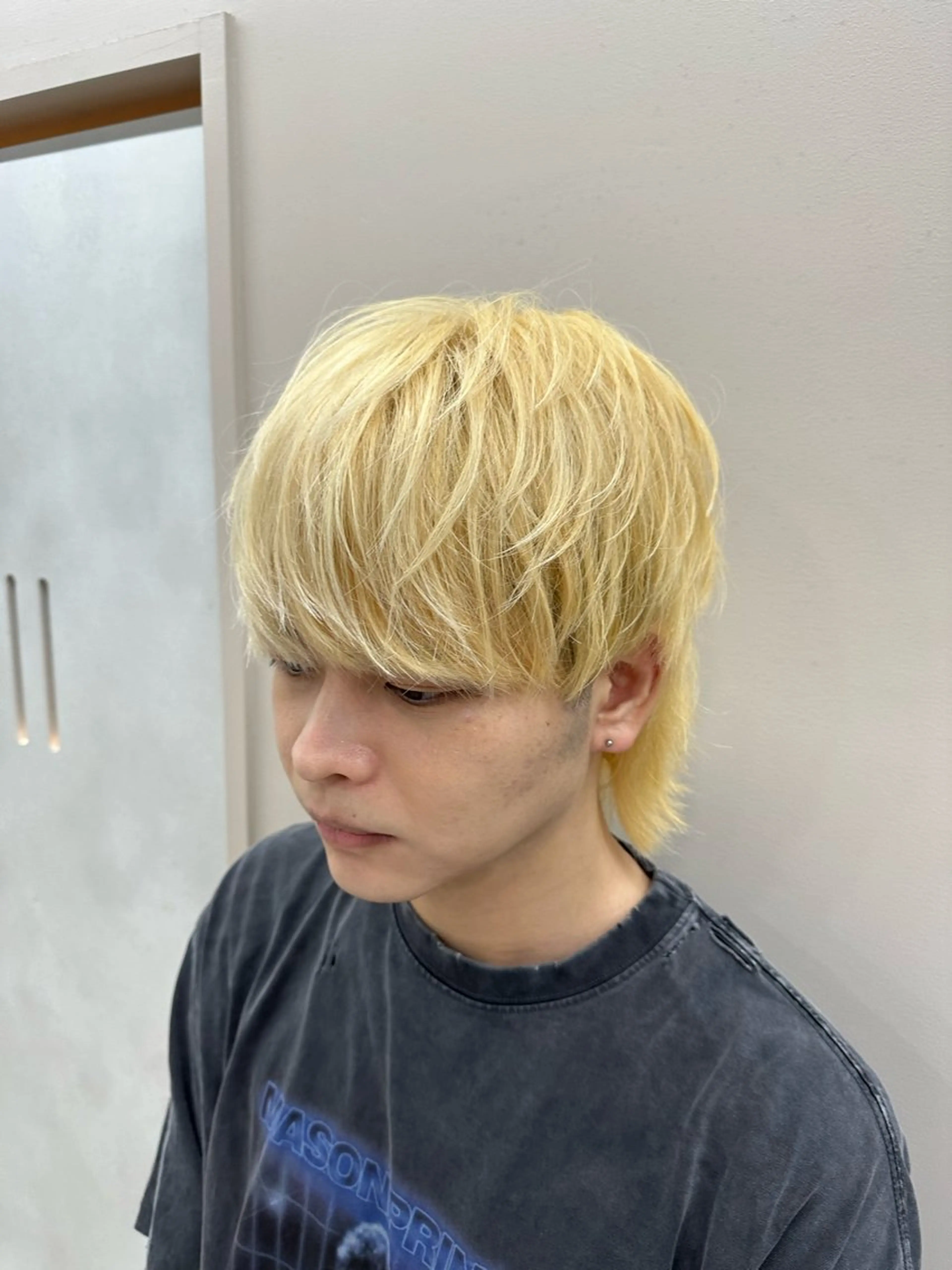 カラー メンズ アップバング マッシュ メンズパーマ メンズツイストパーマ 刈り上げ 心斎橋本町メンズ 美容師ユースケのヘアスタイル