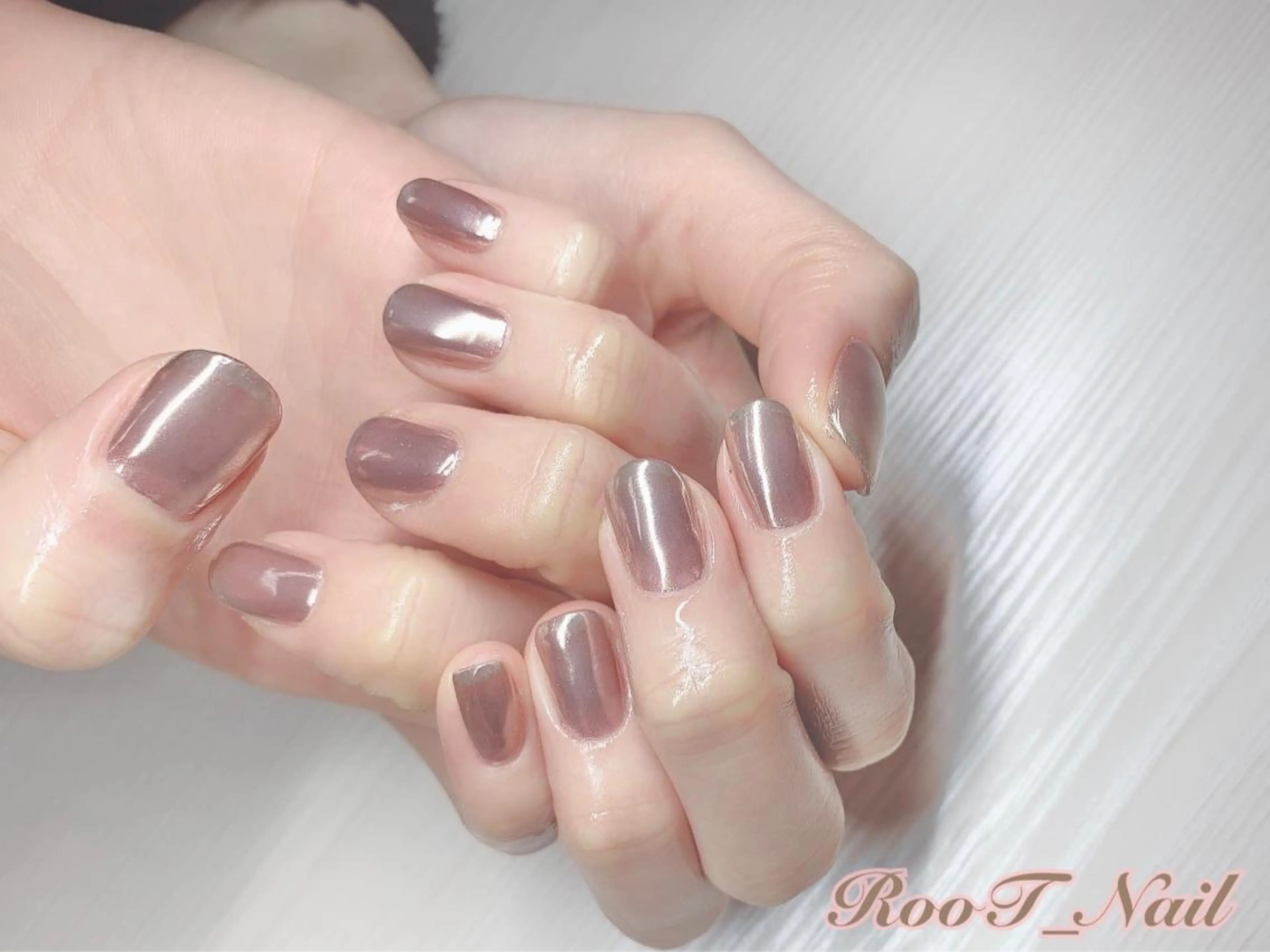 メンズ ネイル ブラウン ミラーネイル ハンドネイル RooT Nailのネイルデザイン