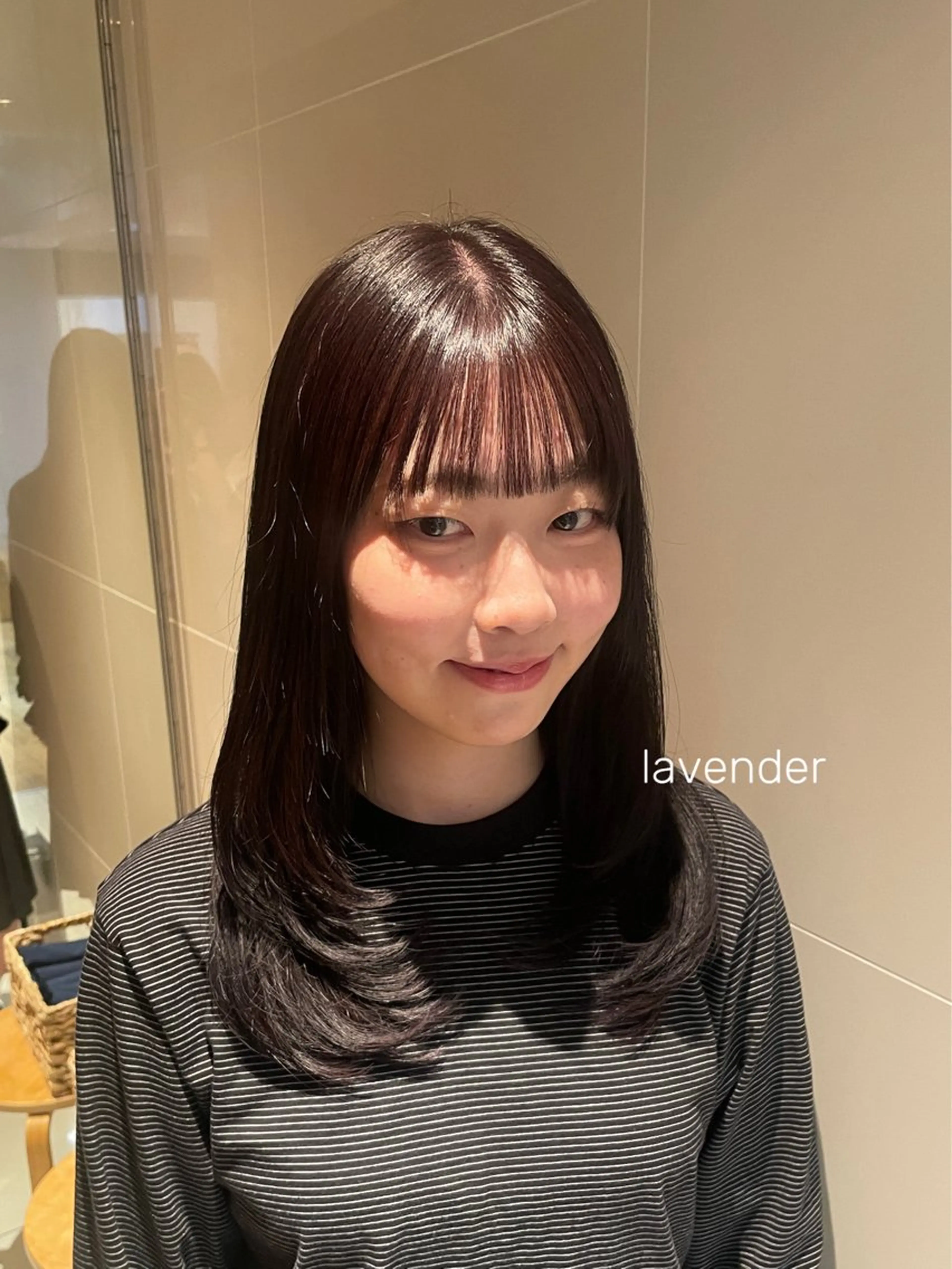 セミロング カラー ラベンダーカラー レイヤーカット カット ヘアカラー トリートメント 縮毛矯正/レイヤー /ひかるのヘアスタイル