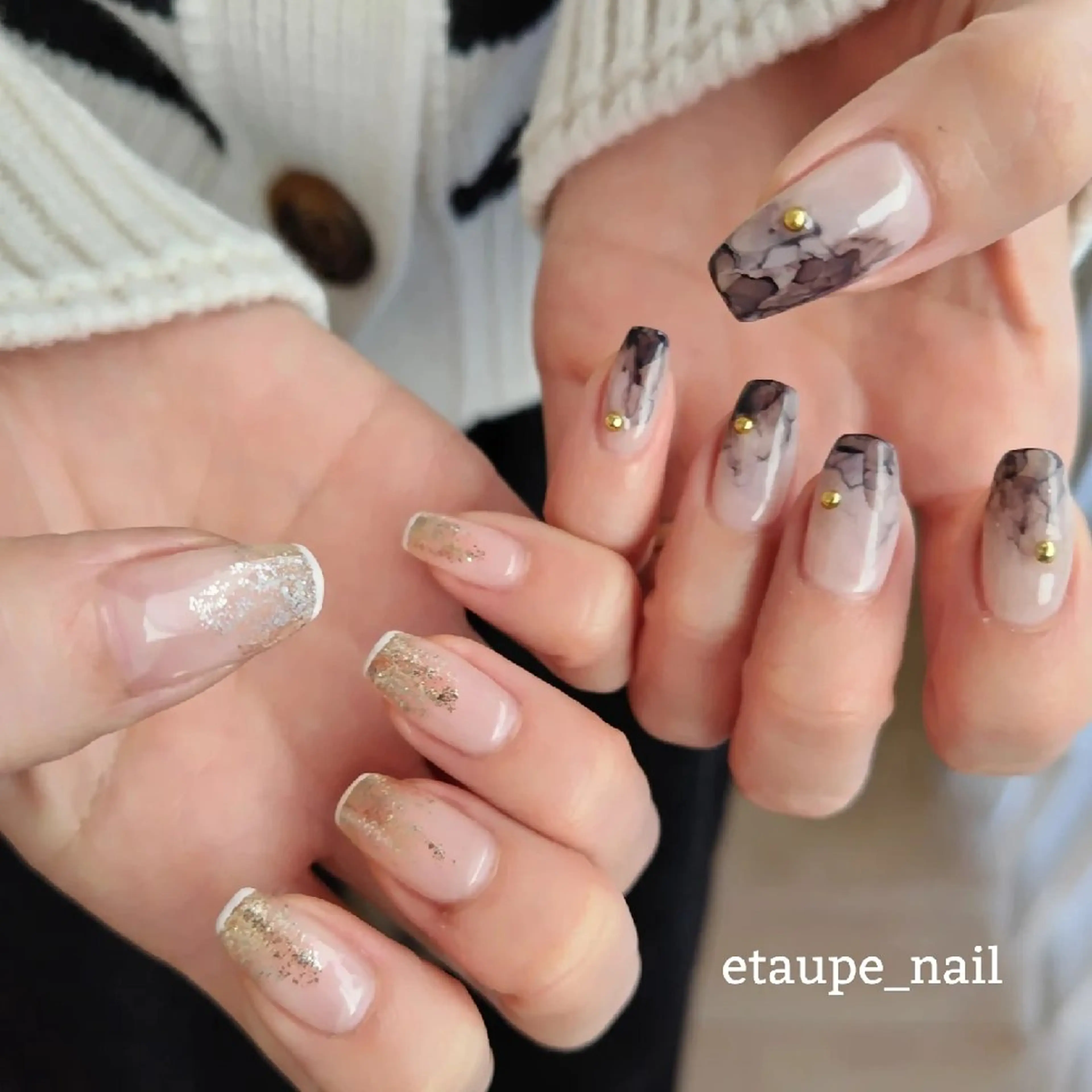 ネイル ジェルネイル グリーン ハンドネイル etaupe nail所属・向原自宅サロン ★エトープネイルのネイルデザイン