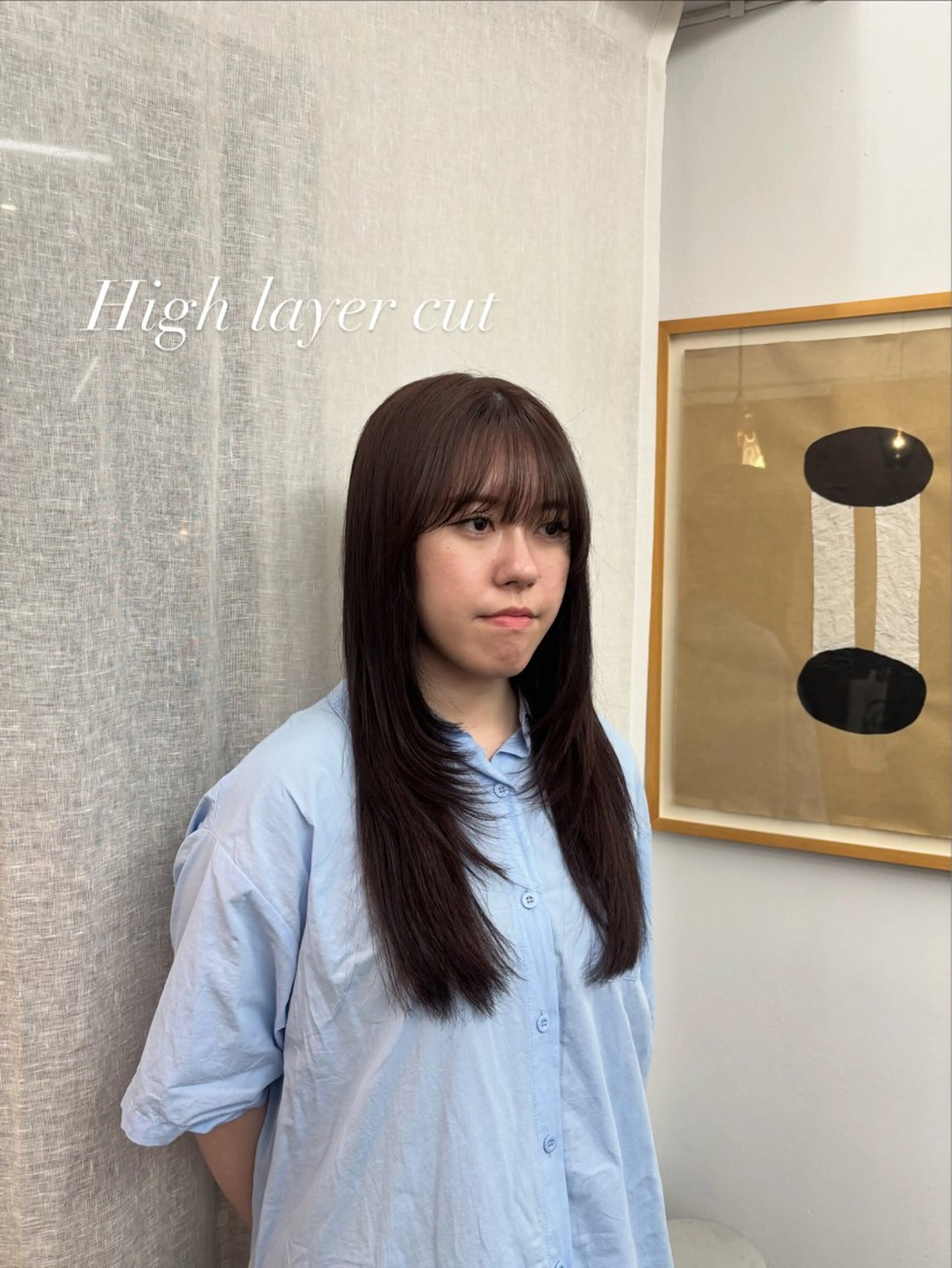 ロング カラー ボルドーカラー レッドカラー ハイレイヤー 韓国風ヘア レイヤーカット ヤマザキ アヤメ 【シベルバレー横浜】のヘアスタイル