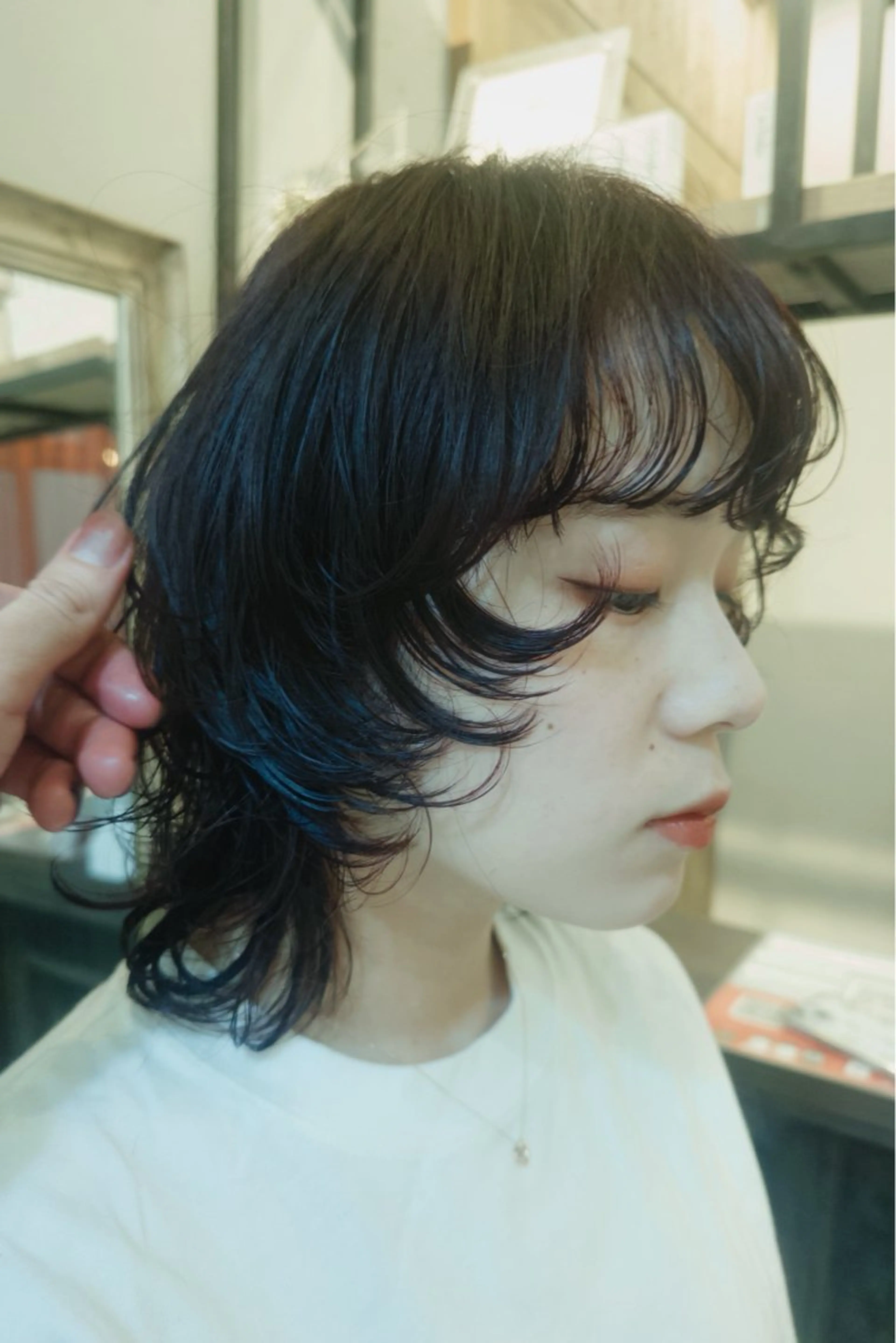 ミディアム カット ヘアカラー ぱる/透明感カラー パーマ/カットのヘアスタイル