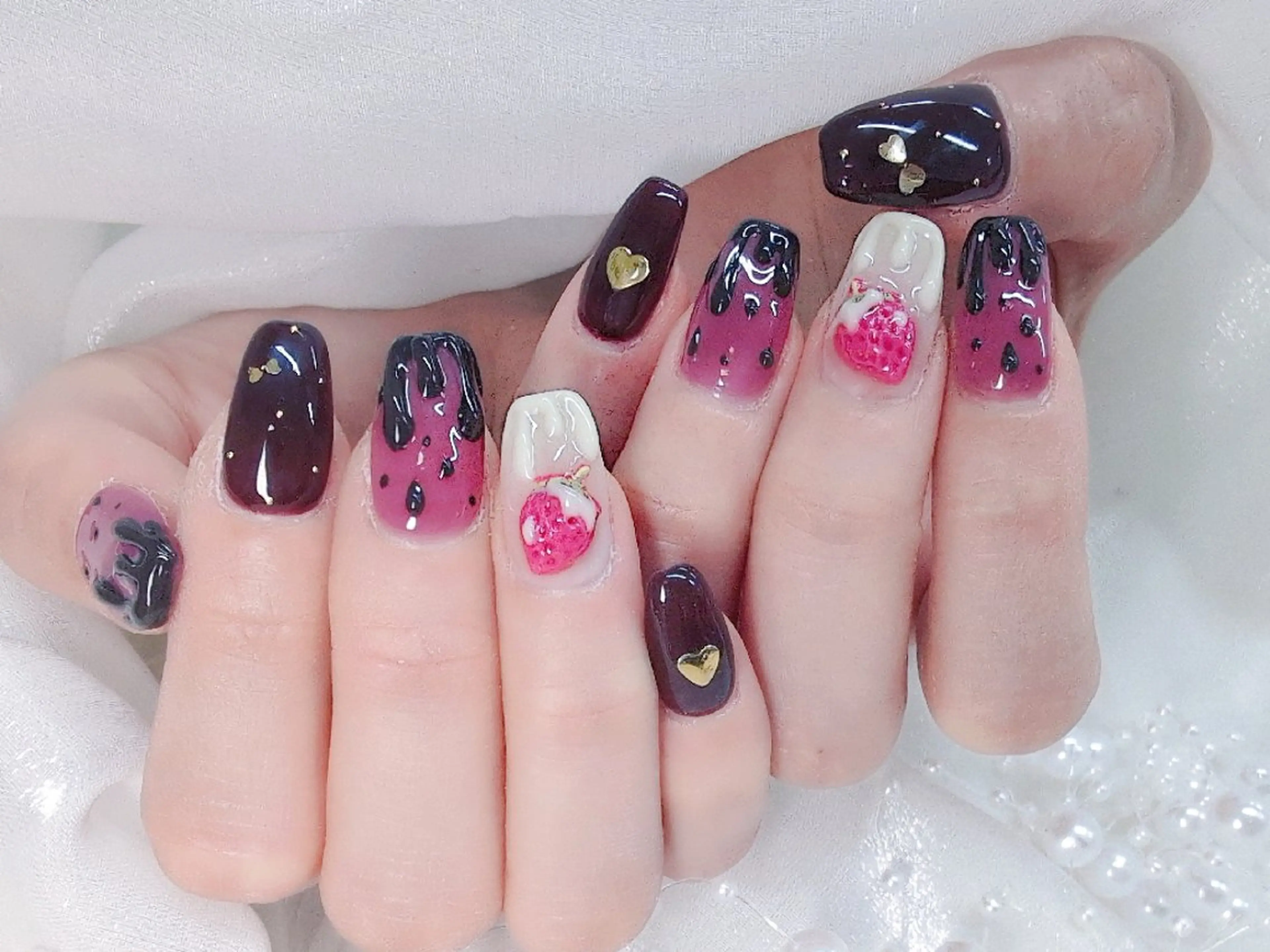 ネイル チークネイル 長さ出し フラッシュネイル フレンチネイル ジェルネイル Chouette Nailのネイルデザイン