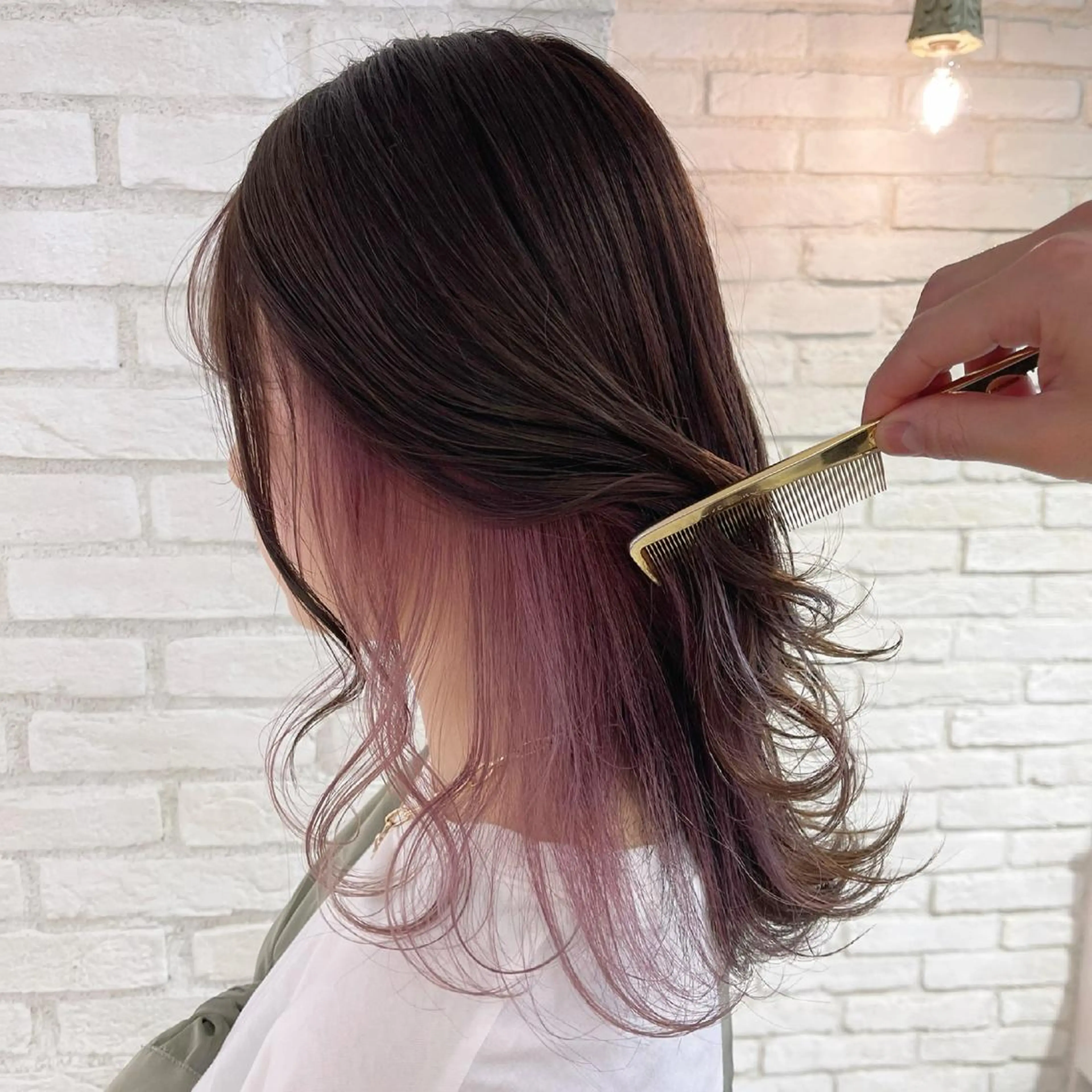 ミディアム カラー インナーカラー ピンクカラー 韓国ヘア/艶カラー /田中悠佑のヘアスタイル