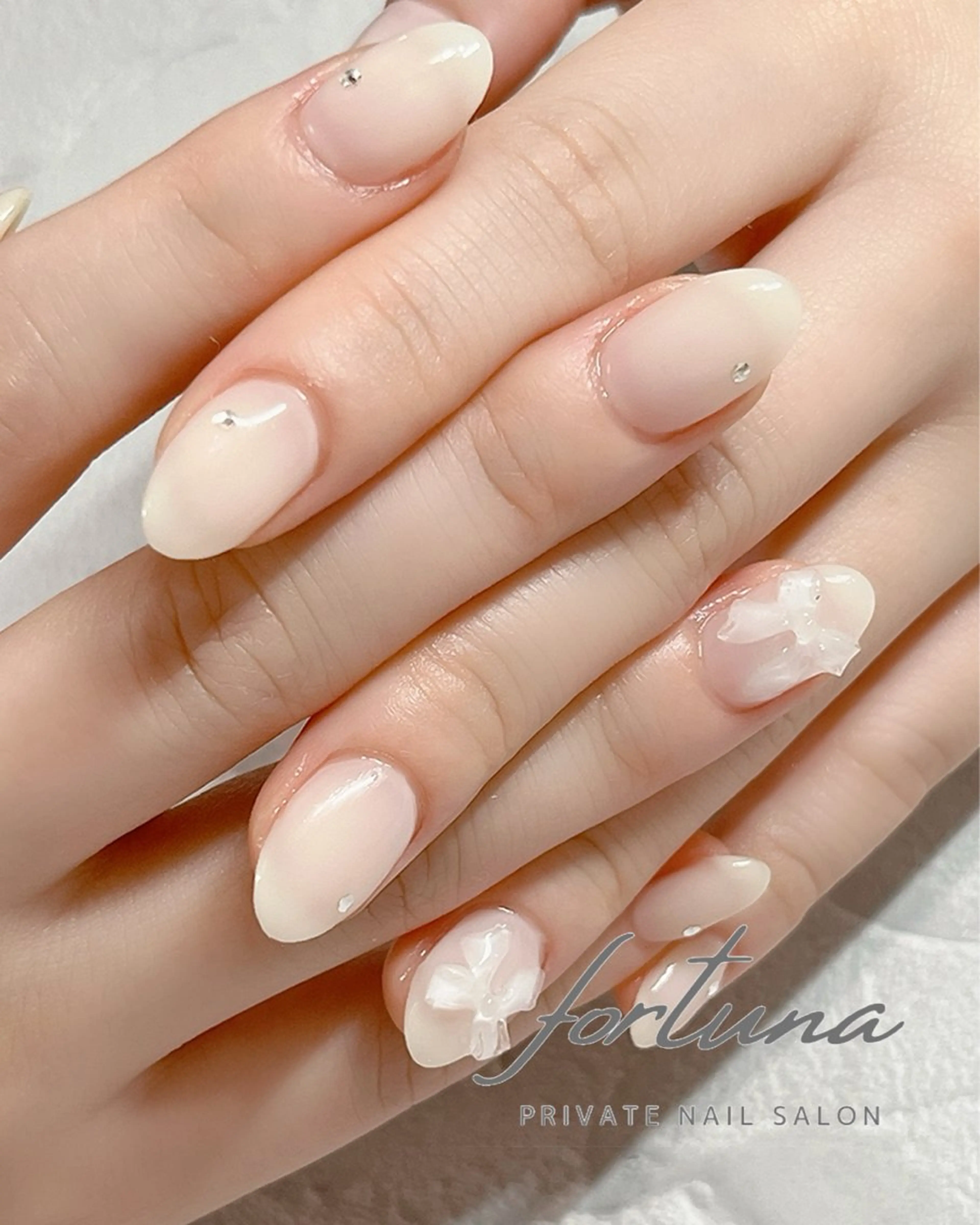 ネイル リボン ハンドネイル fortuna 武藤裕美のネイルデザイン