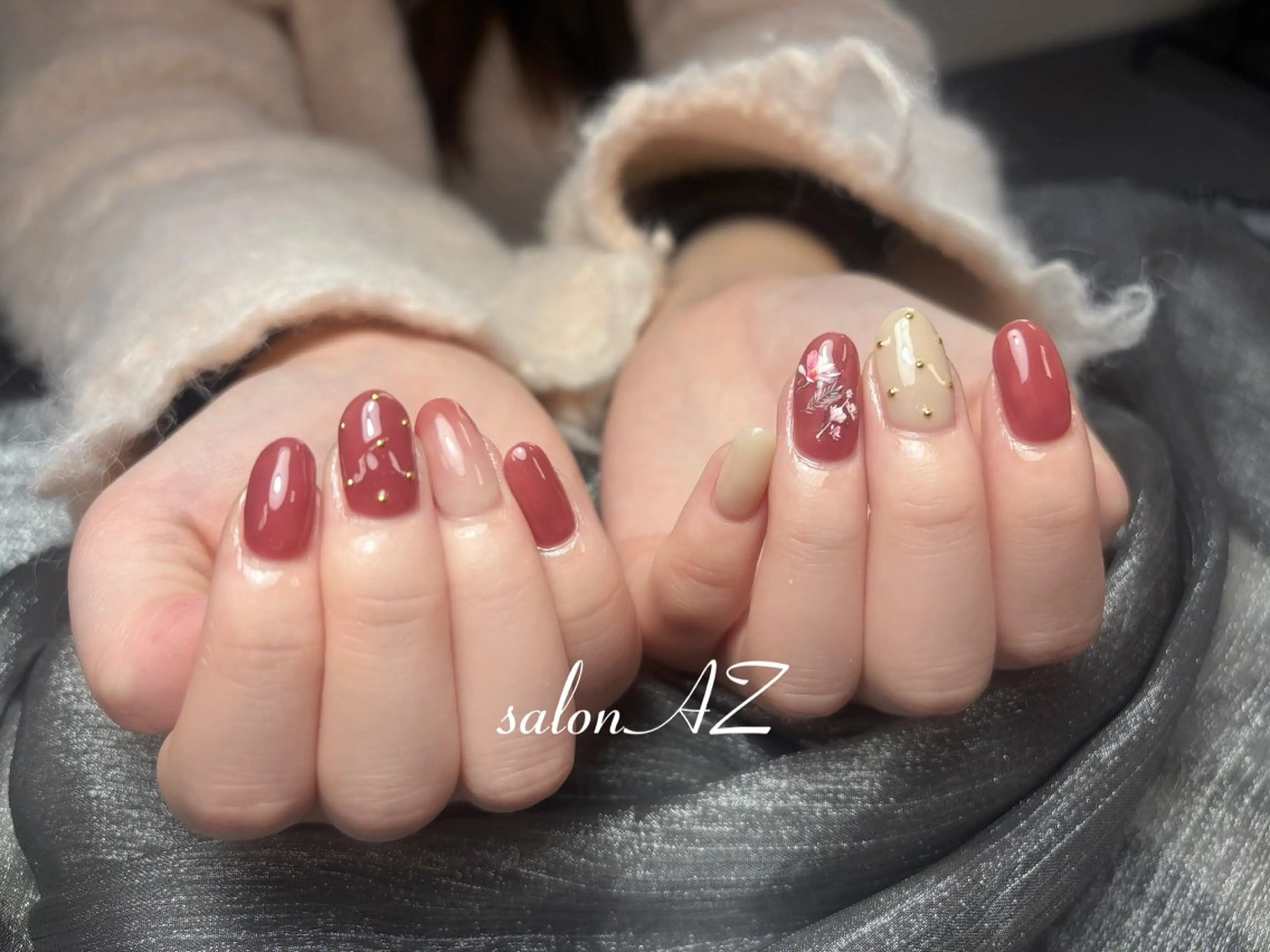 ネイル 長さ出し フットネイル フレンチネイル マグネットネイル ニュアンスネイル salon AZのネイルデザイン