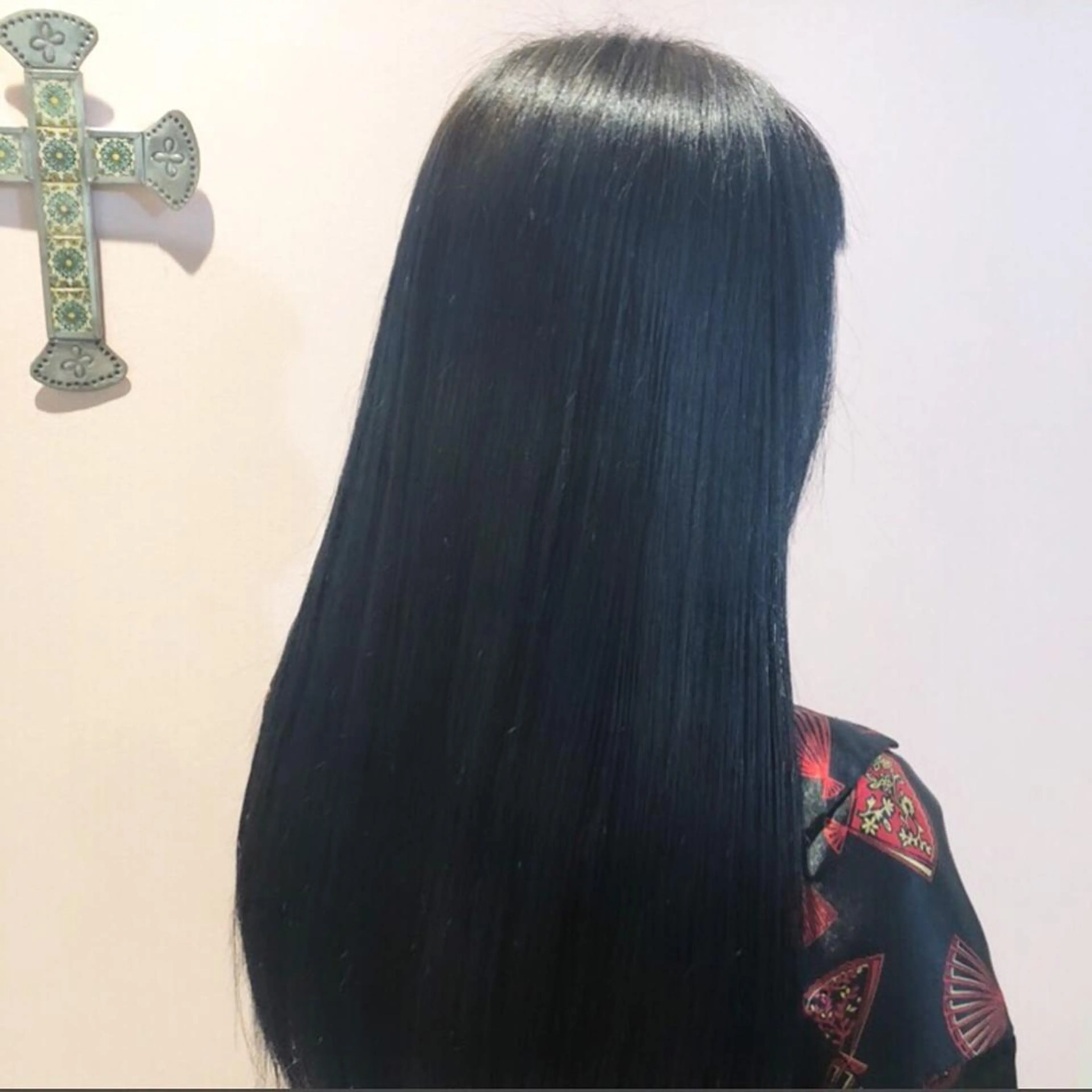 ロング カラー 黒髪 ブリーチ ブルーカラー ブルーブラック 韓国風ヘア♥ nonoのヘアスタイル