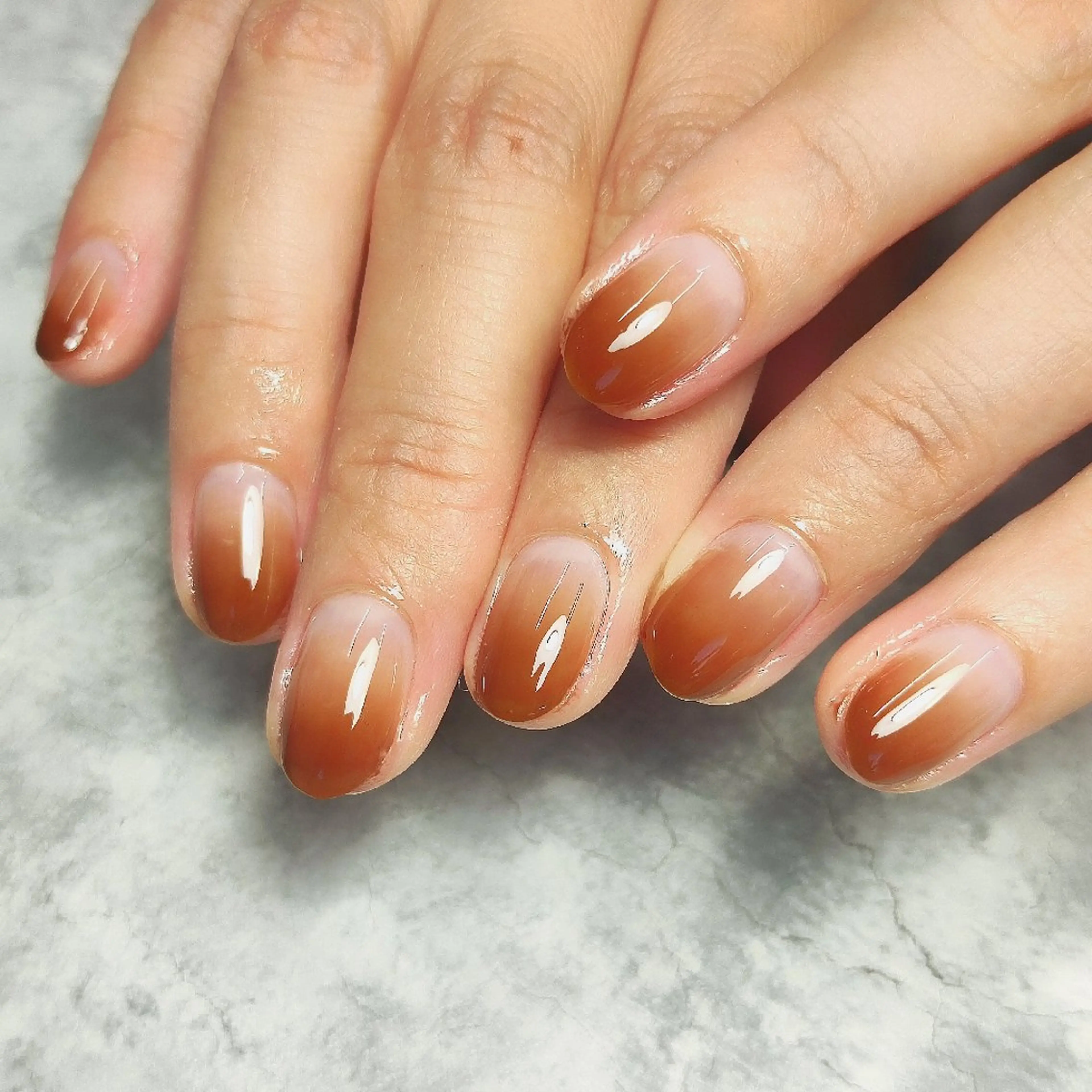 ネイル ブラウン グラデーション ショートネイル ハンドネイル 個人サロン saltnailのネイルデザイン