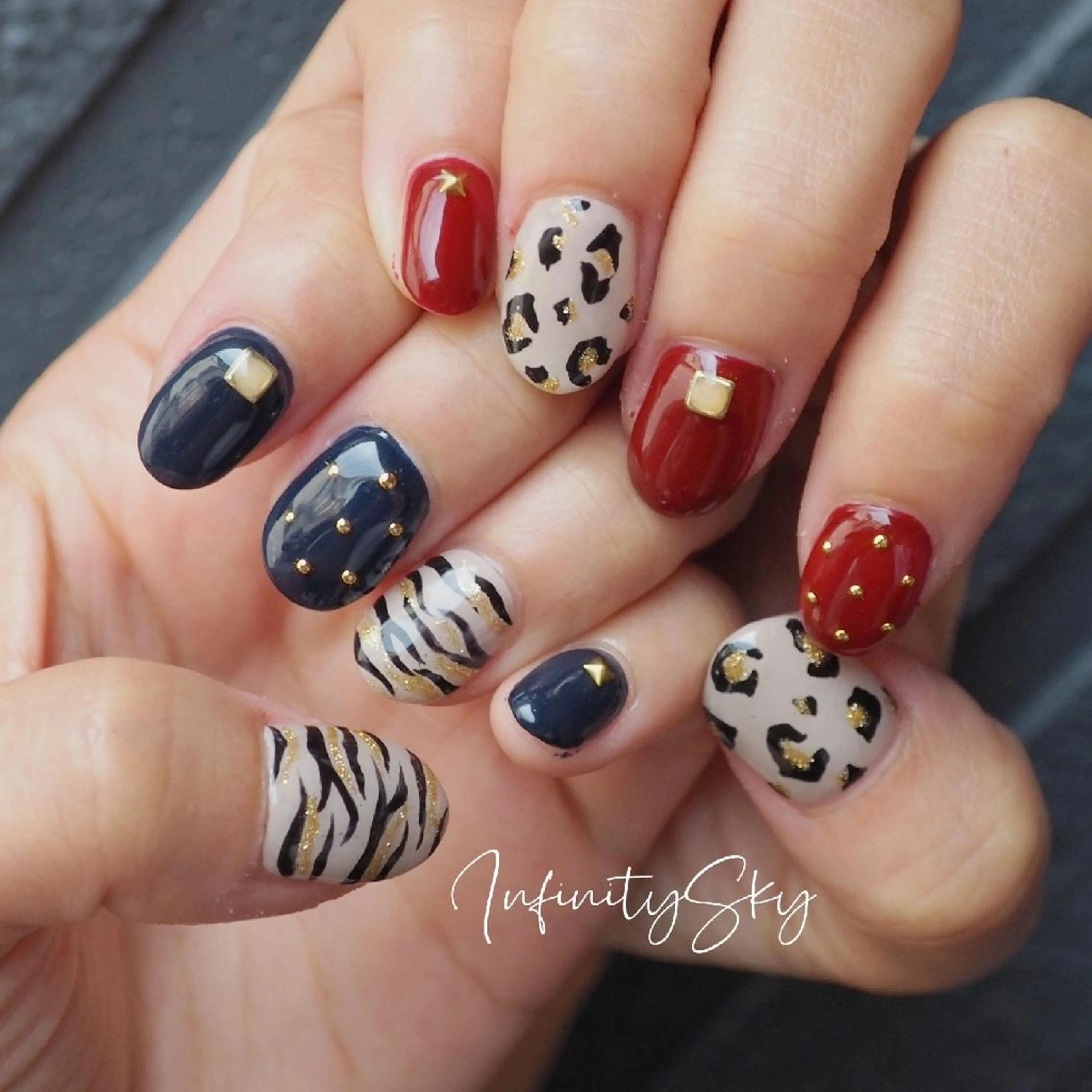 ネイル アニマル柄 ハンドネイル infinity skyのネイルデザイン