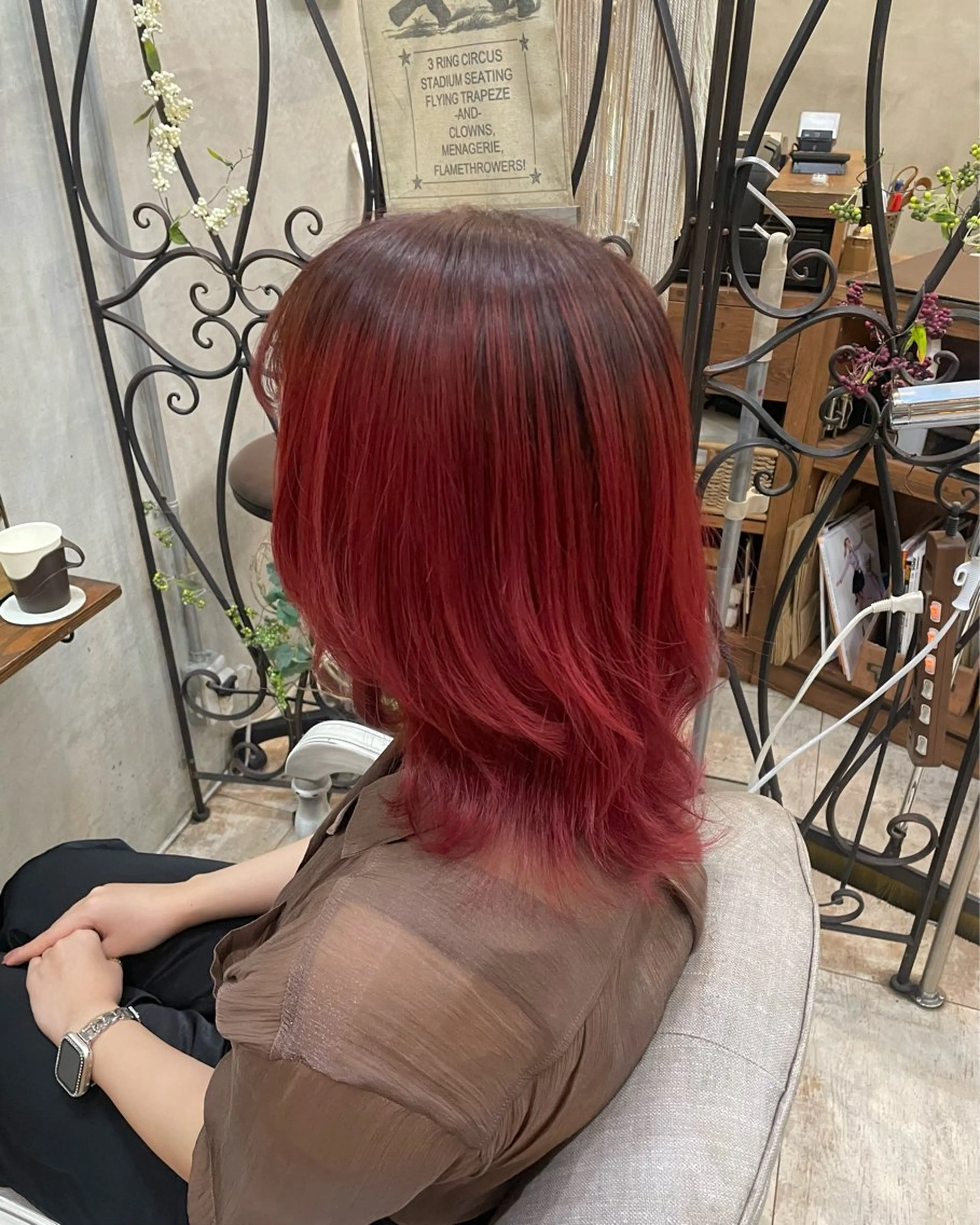 ミディアム カラー ヘアカラー 【ピンク/韓国ヘア/ ヘアセット】亜海のヘアスタイル