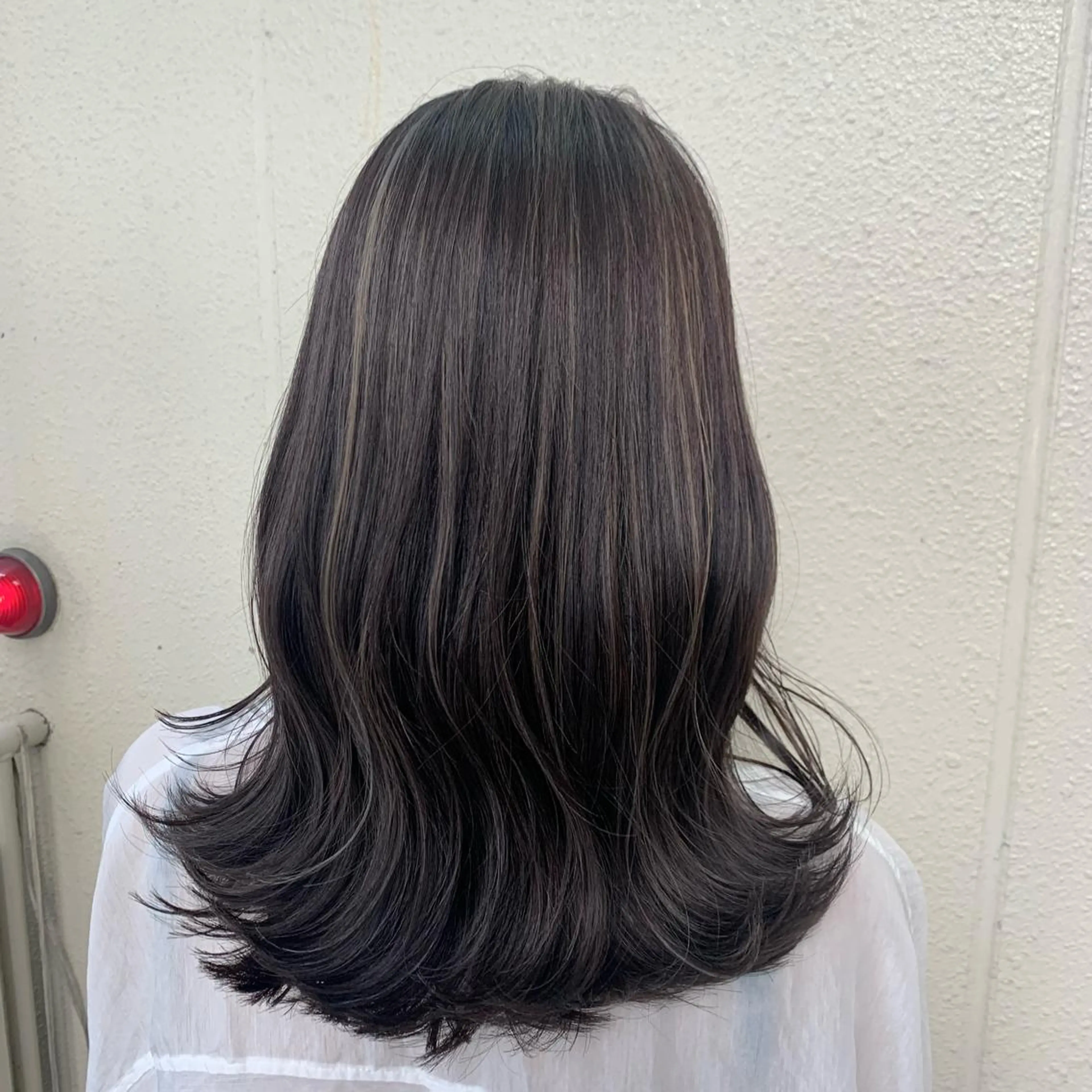 ミディアム カラー ハイライトカラー ハイライト 🫧オリーブ/赤み消 し/暗髪🫧野本麗奈のヘアスタイル