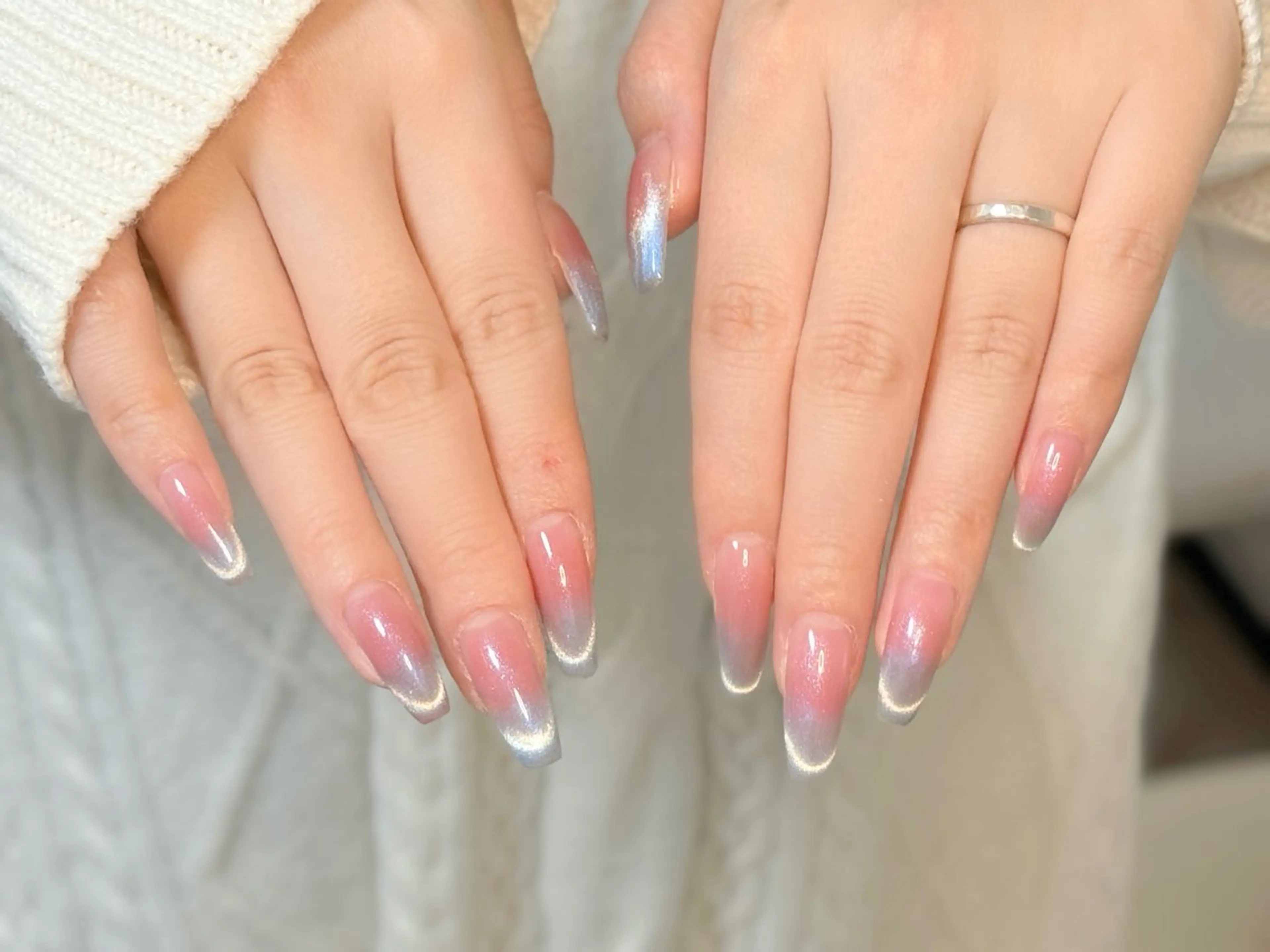 ネイル アートネイル オーロラネイル チークネイル フレンチネイル ガラスフレンチ ハンドネイル 🎀🎀YooLi Nail Salonのネイルデザイン