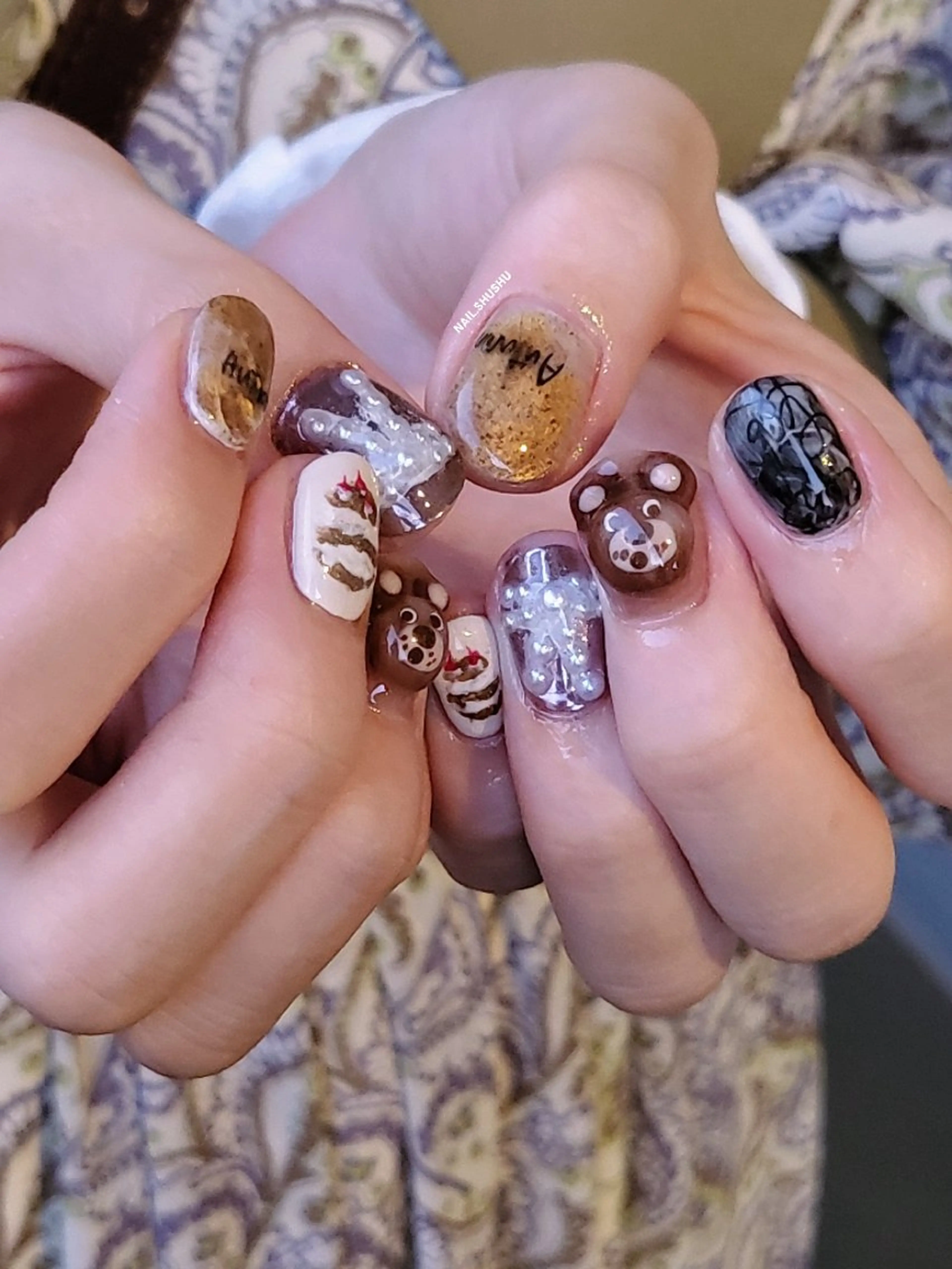 ネイル ハンドネイル 3dパーツ/流行り 👧shushu❤️のネイルデザイン