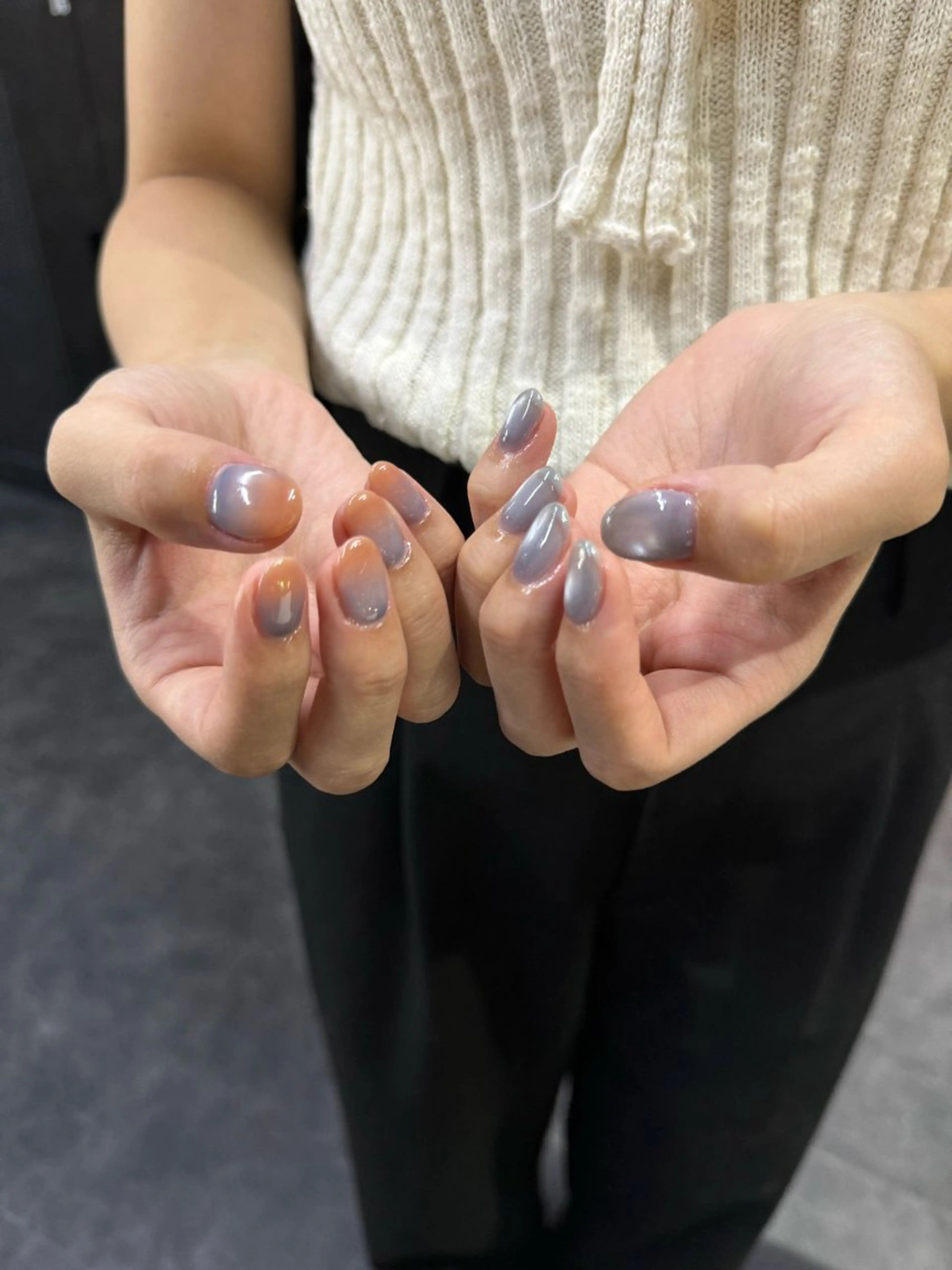 ネイル フレンチネイル 韓国ネイル マグネットネイル メンズネイル ニュアンスネイル ハンドネイル GRANDE大須 Cecil💜のネイルデザイン