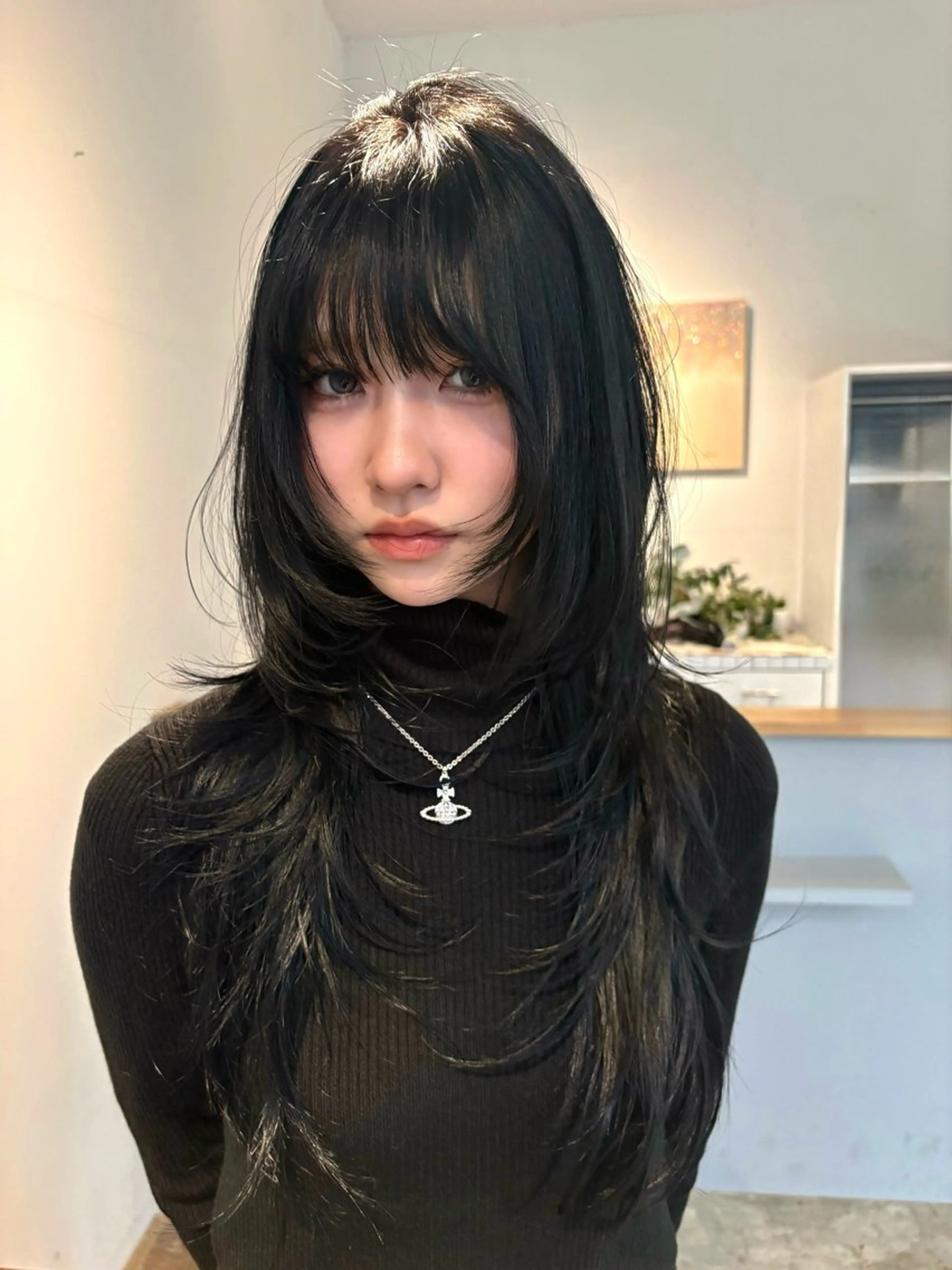 ロング ハッシュカット カット Fev YUZUのヘアスタイル