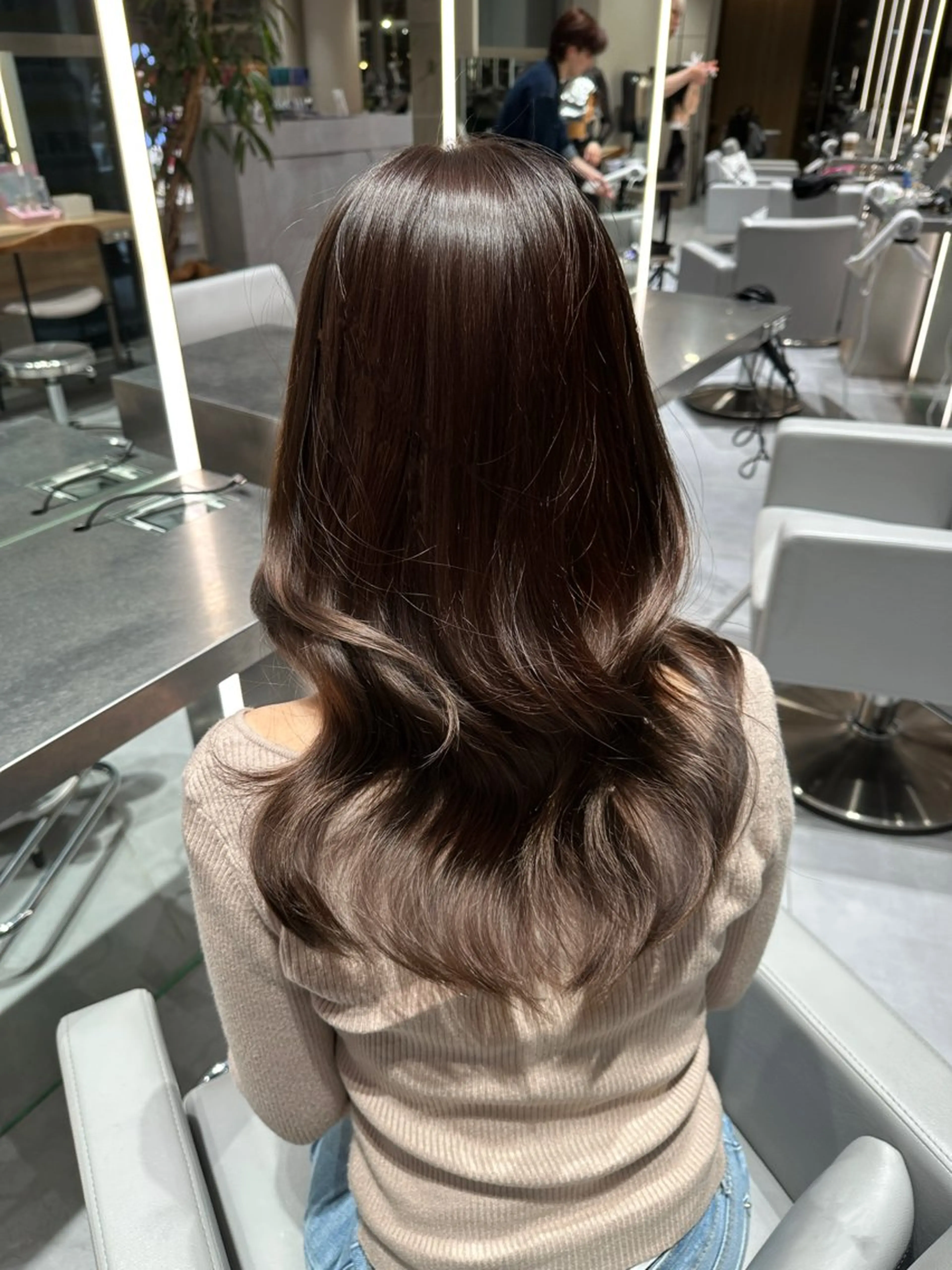 セミロング カラー ブラウンカラー 透明感カラー 田中 希のヘアスタイル