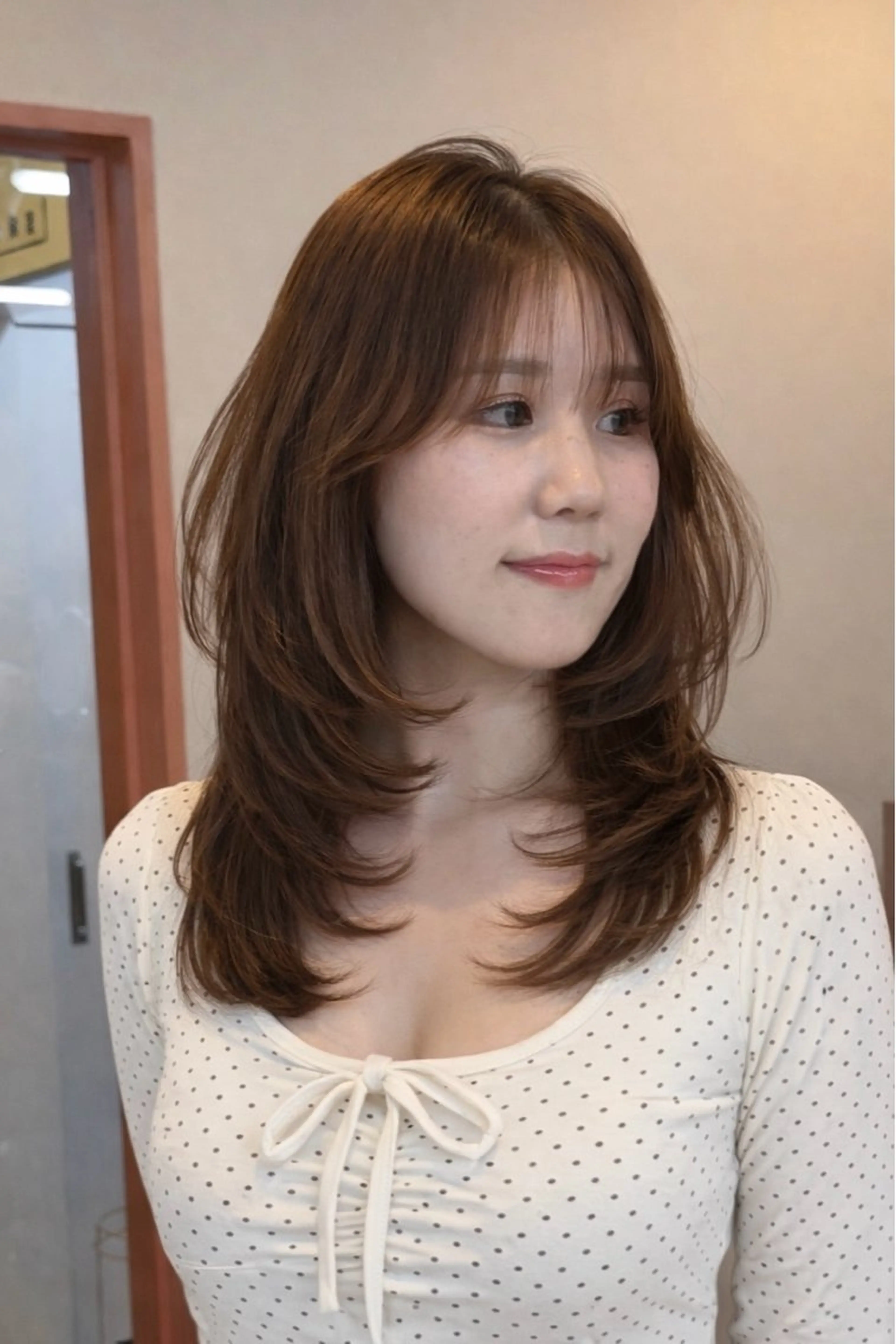 ミディアム カラー カット ヘアカラー ワンカールで盛れる レイヤー🎀Macoのヘアスタイル