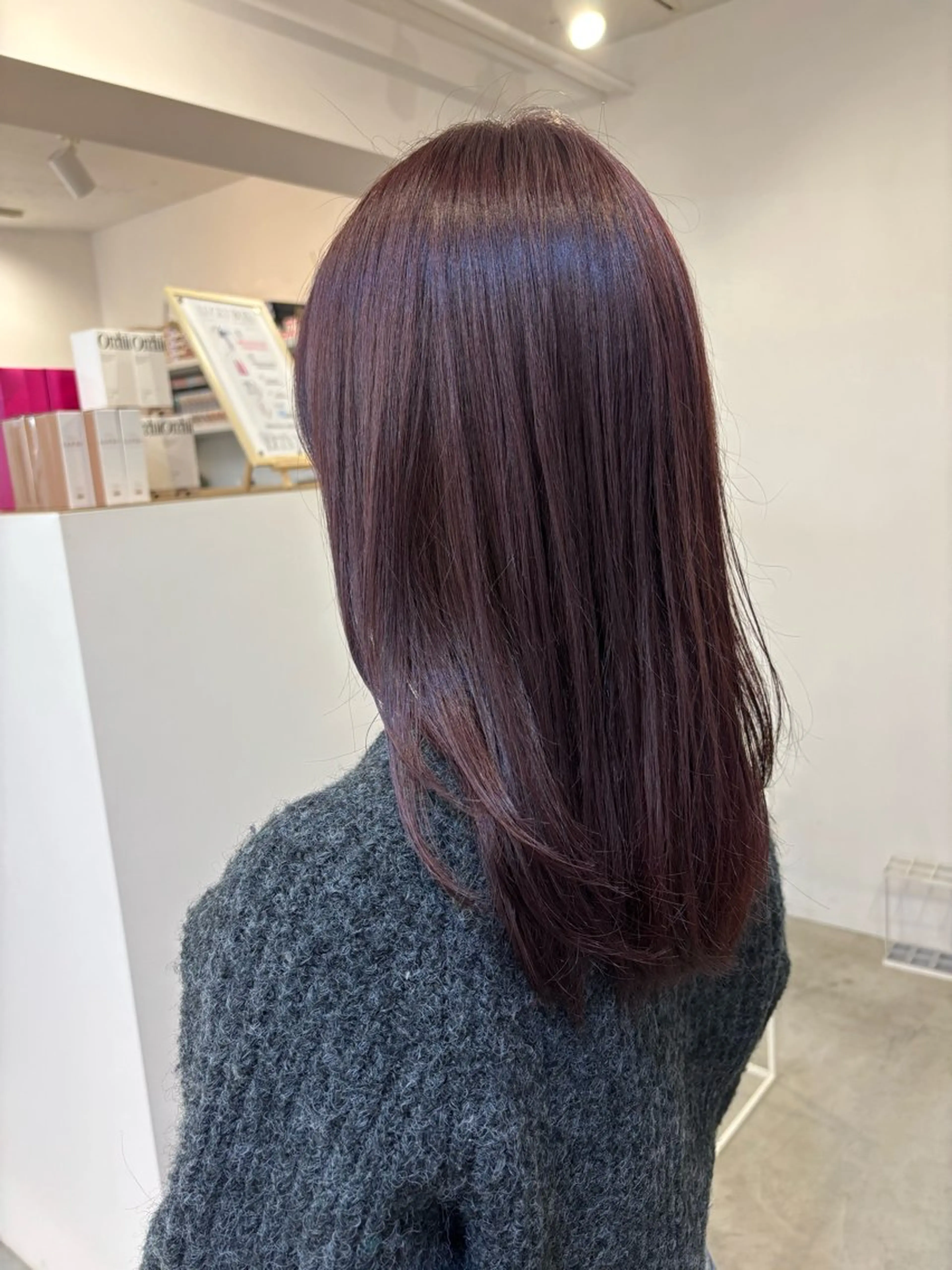 セミロング カラー ボルドーカラー カシス ヘアカラー ネモト ユイ / fit standのヘアスタイル